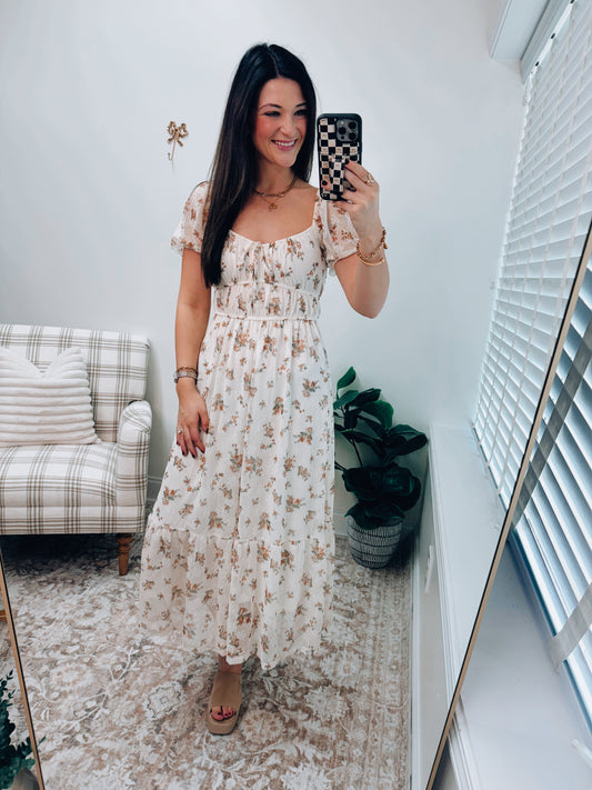 Maple Lane Smocked Waist Midi Dress
