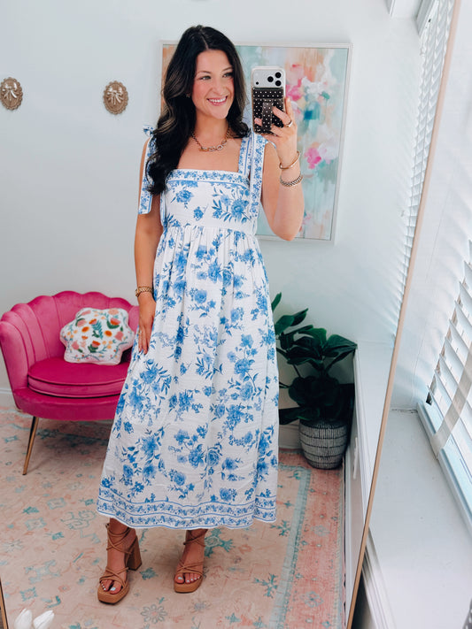 Floral Empire Tiered Midi Dress