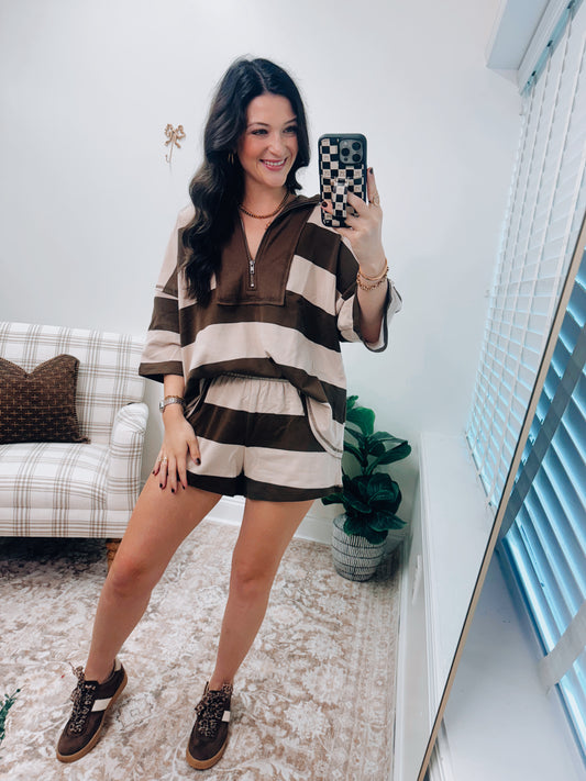 Mila Color Block Zip Short Set