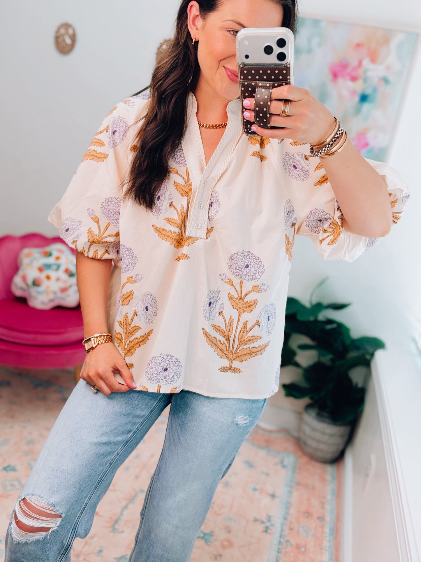 Cream & Honey Floral Top
