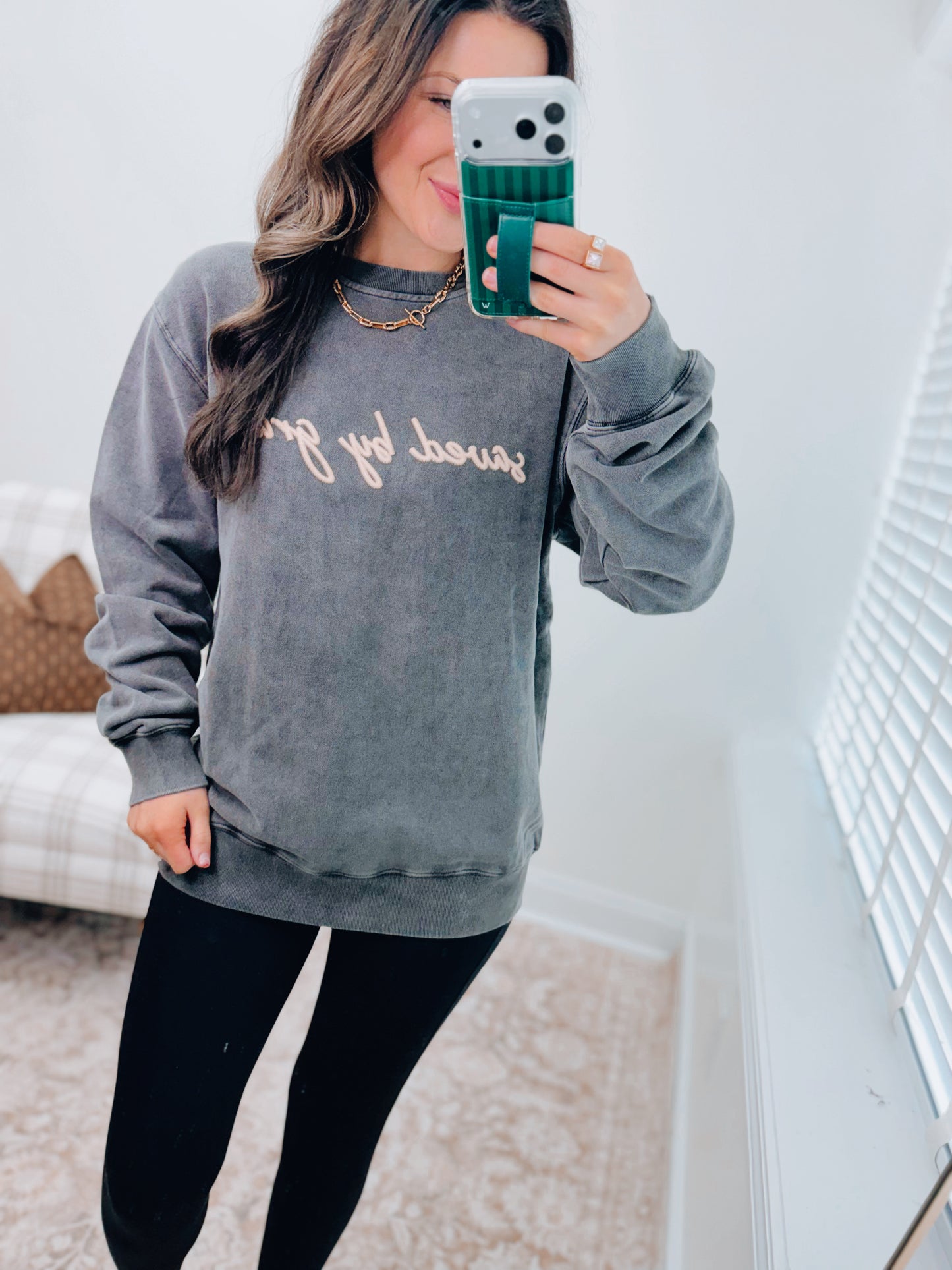 Saved by Grace Mineral Wash Crewneck