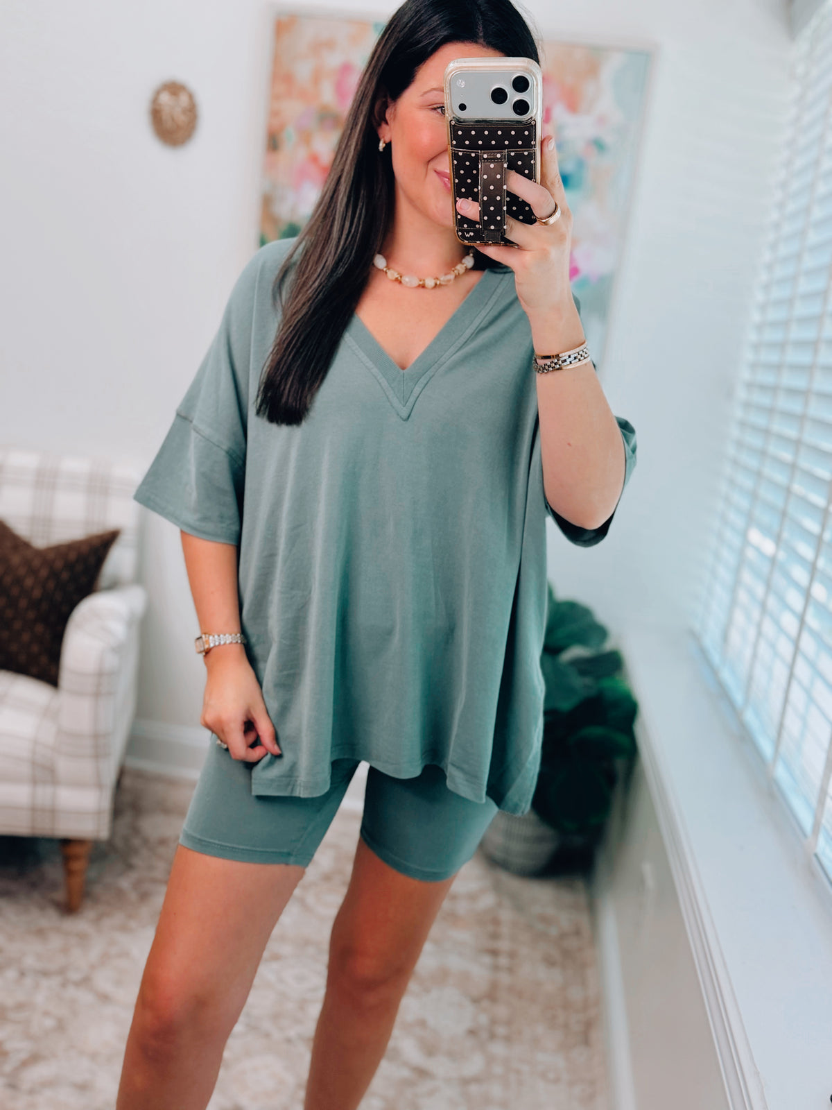 Willow Pima Cotton Biker Set - Evergreen