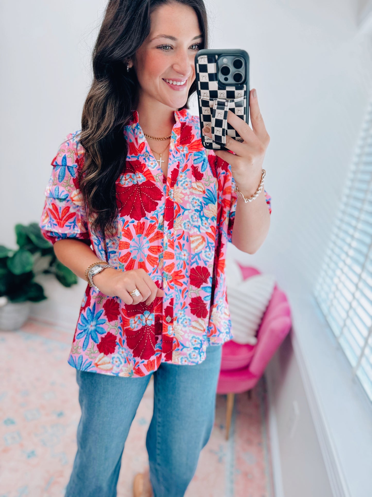 Betty Pleated Floral Top