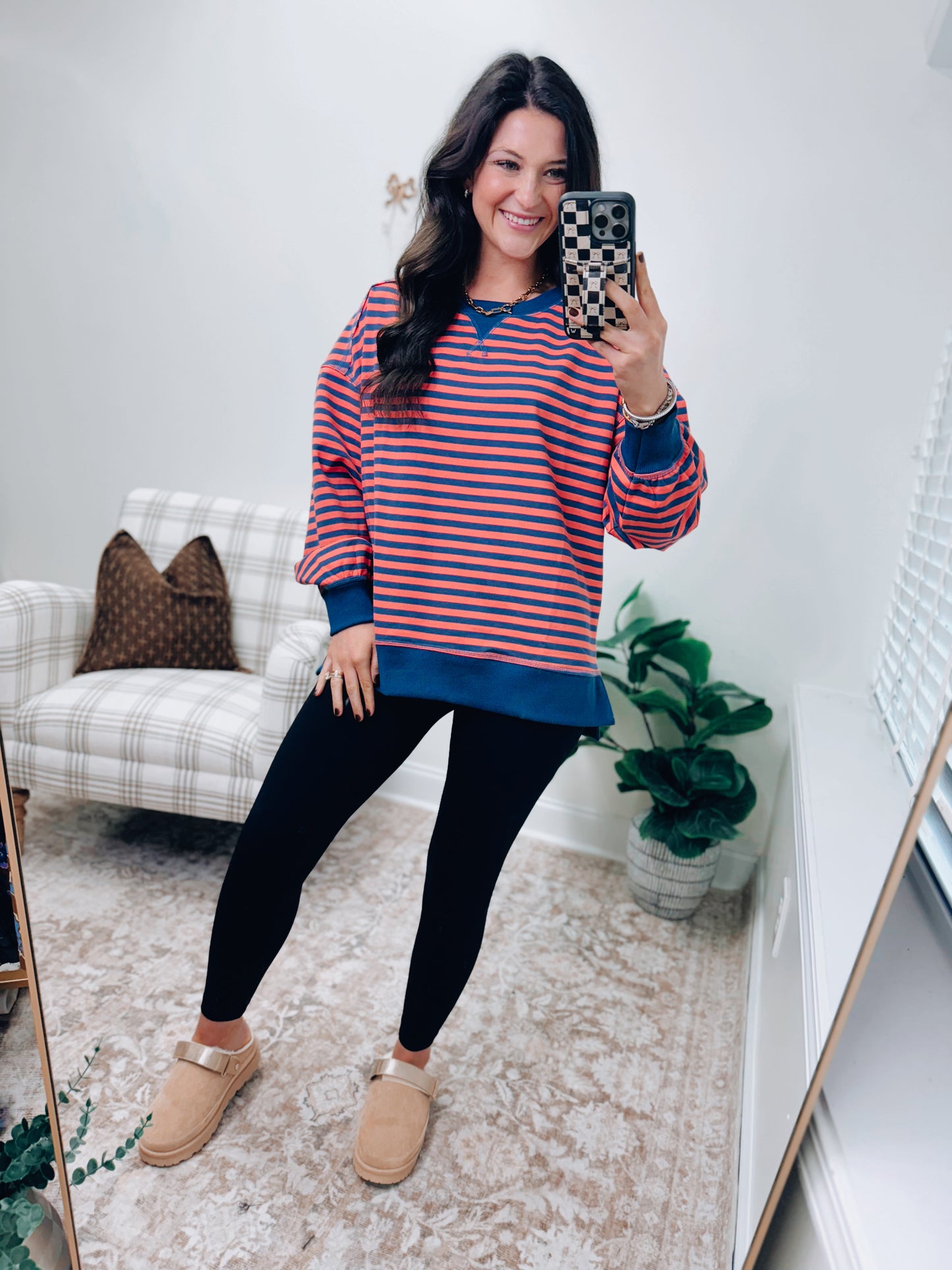 DOORBUSTER Comfy Casual Stripe Pullover - Coral