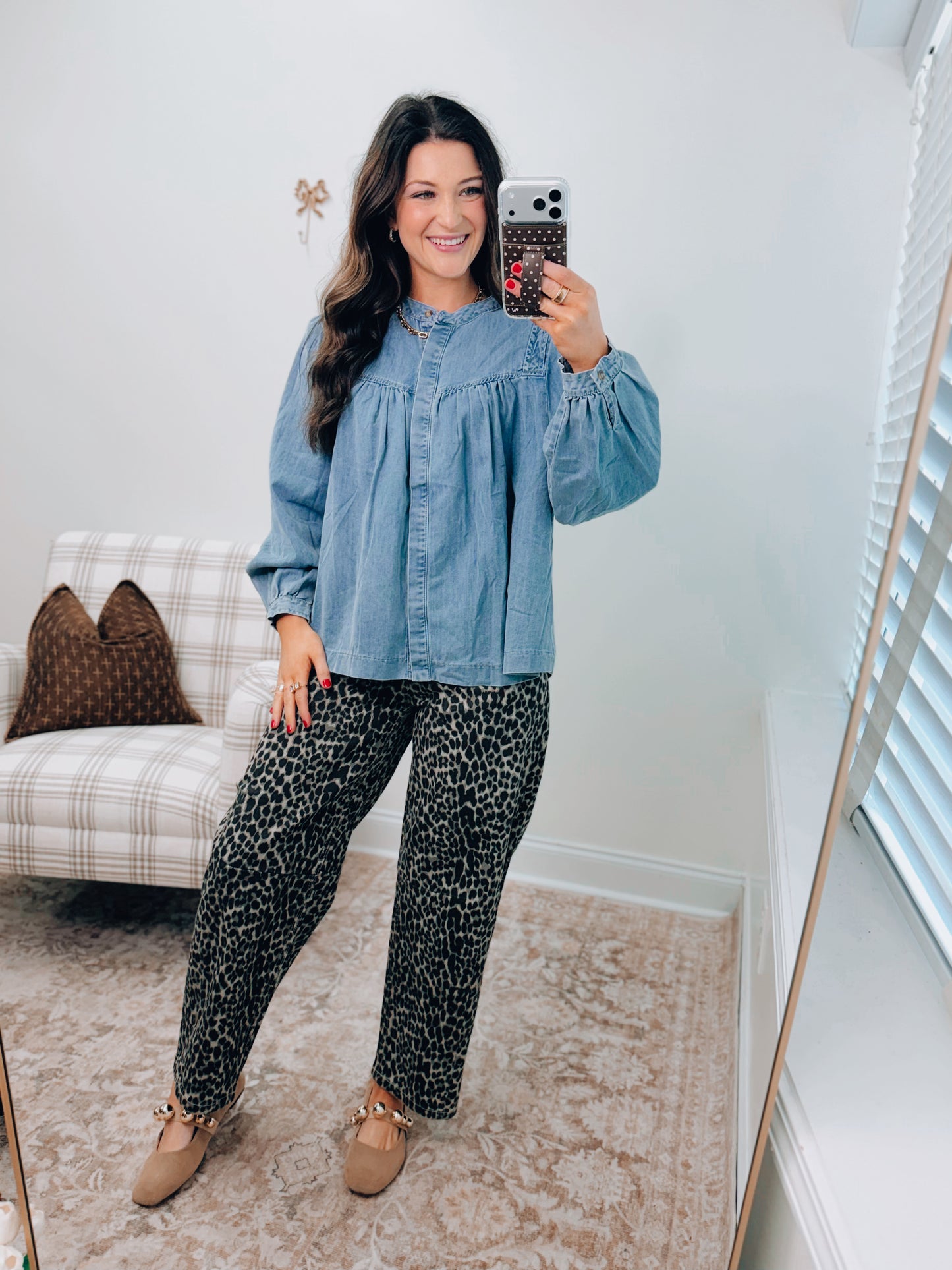 Hadley Closed Button Denim Top