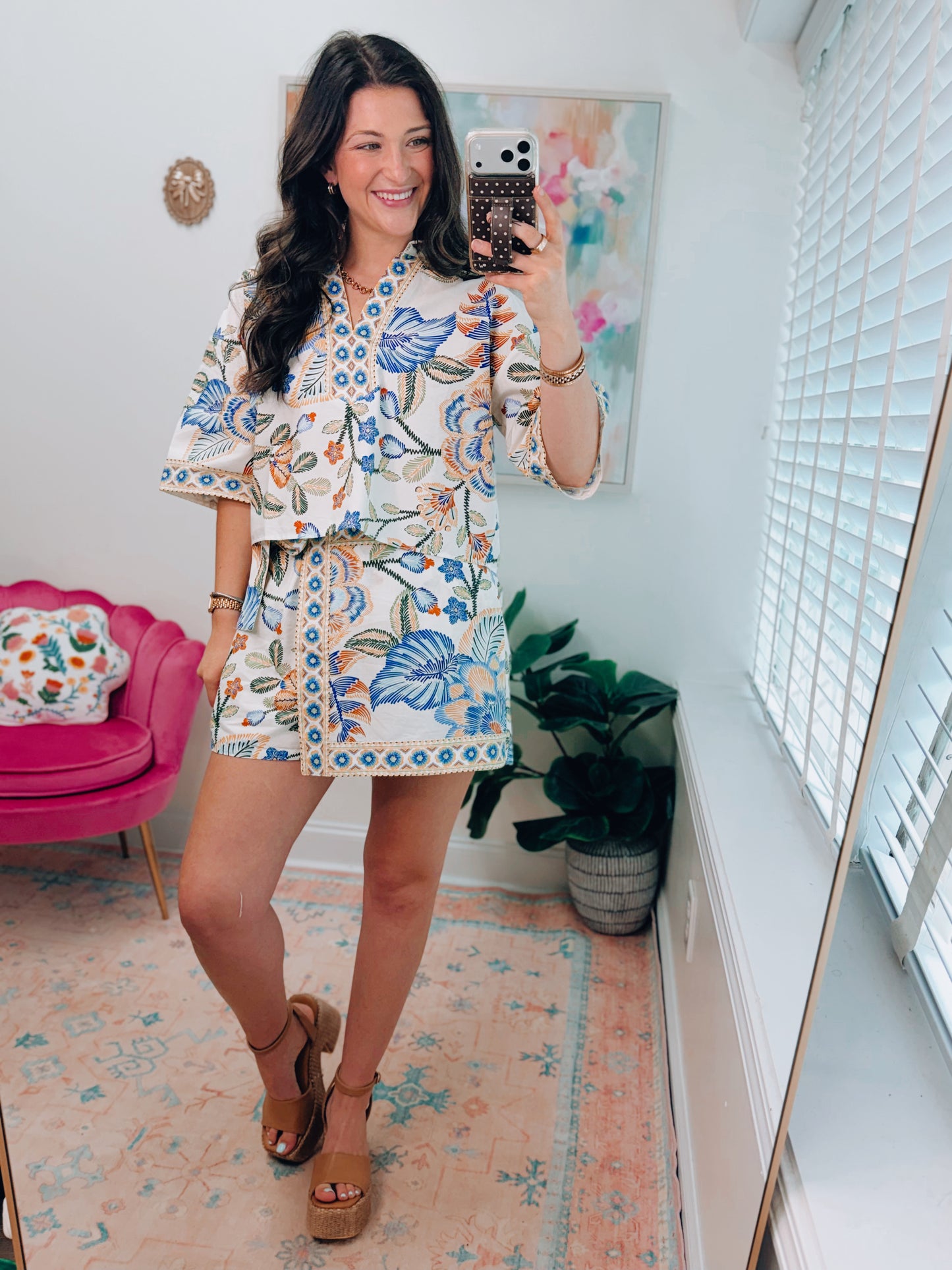 Tropical Escape Skort Set - Blue