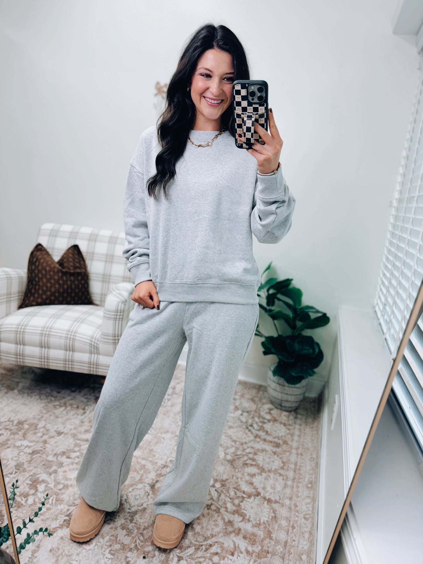 DOORBUSTER Crewneck Comfy Pants Set - Heather Gray