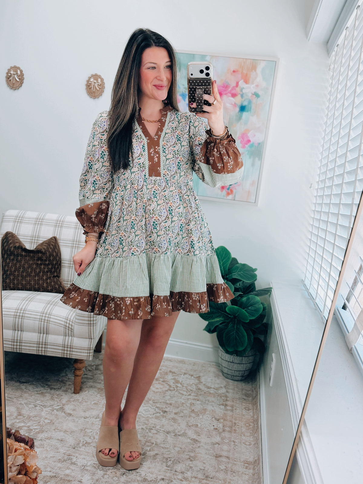 Fall Color Block Multi Mini Dress
