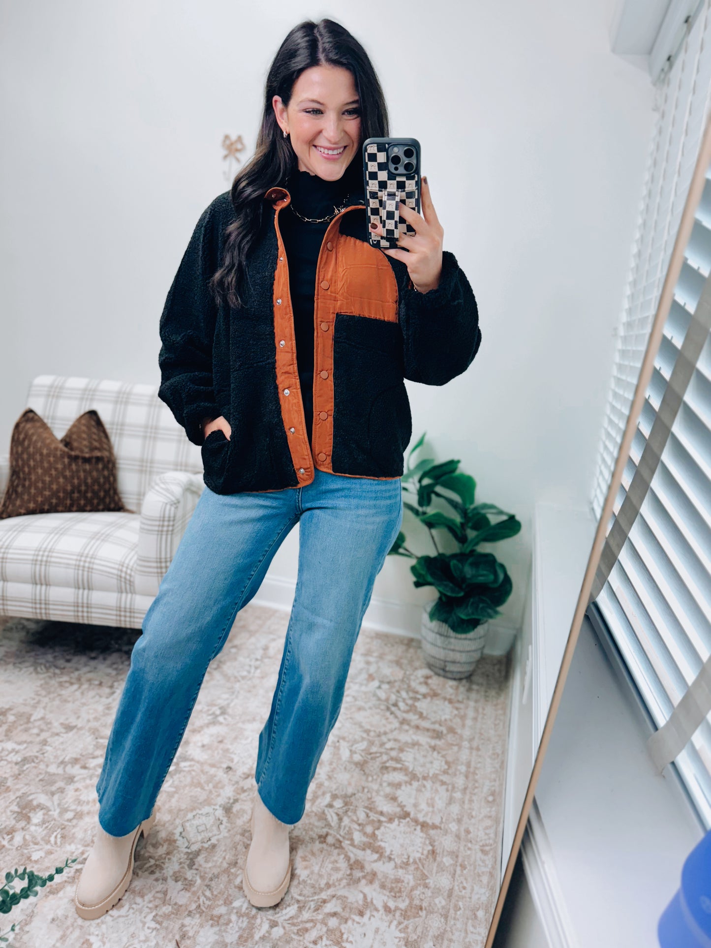 DOORBUSTER Colorblock Snap Button Teddy Jacket