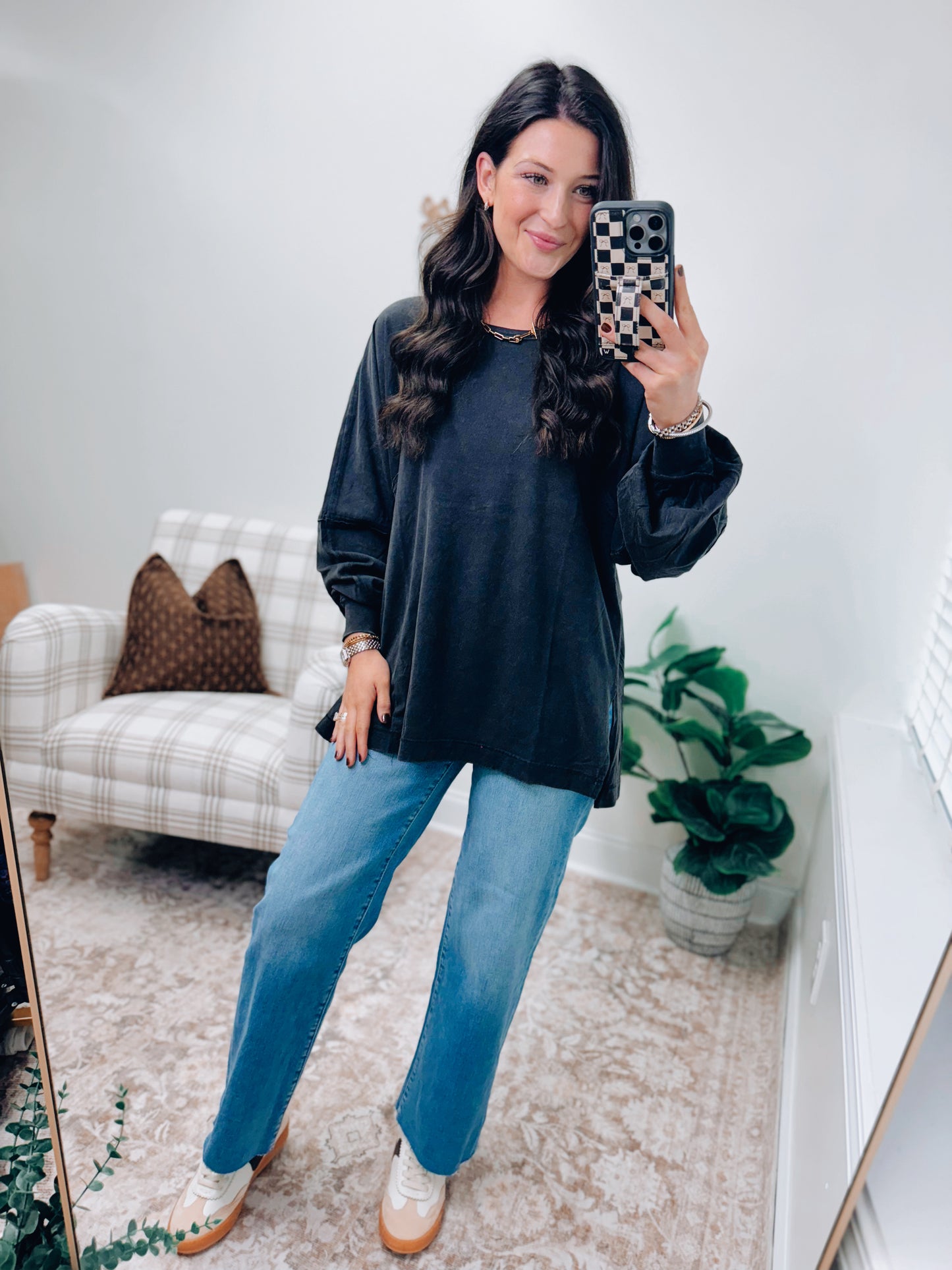 DOORBUSTER Oversized Mineral Wash Top - Black