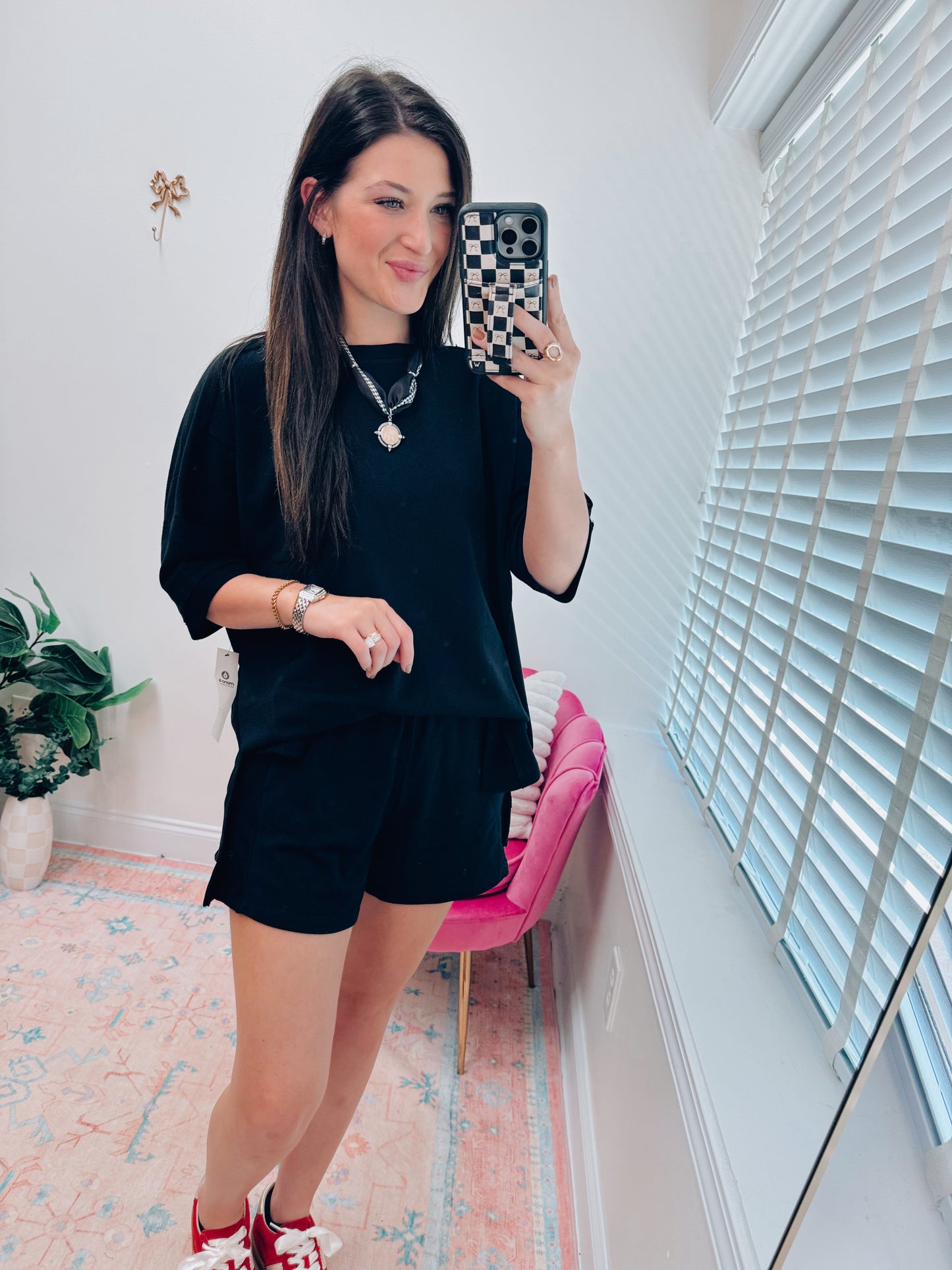 Victory Terry Knit Shorts Set - Black