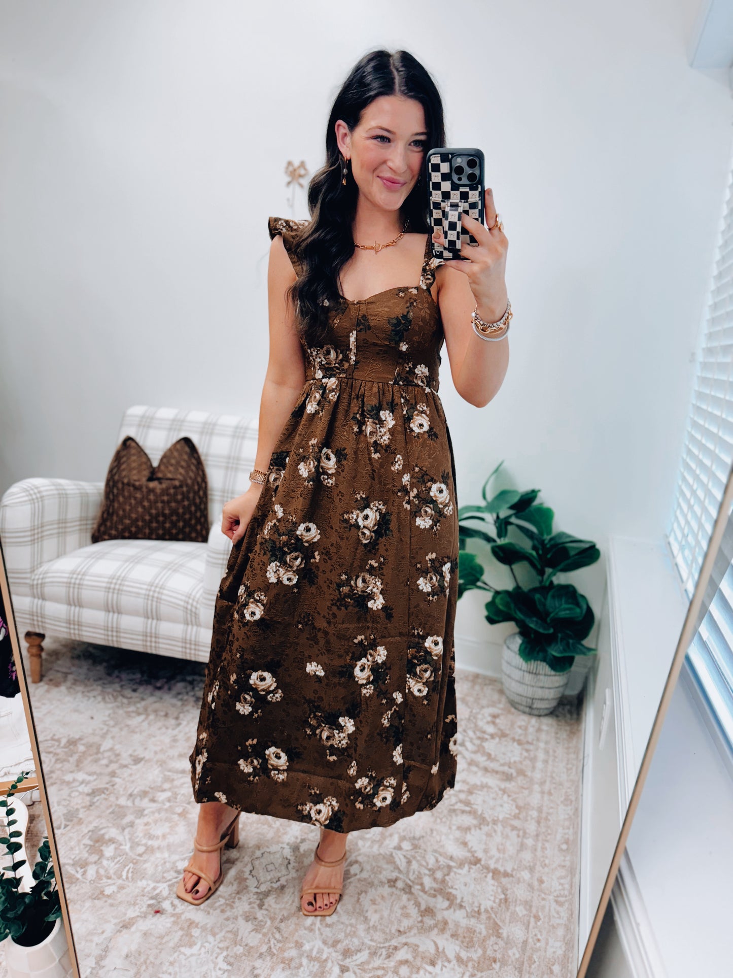 Honey Lace Textured Babydoll Midi Dress