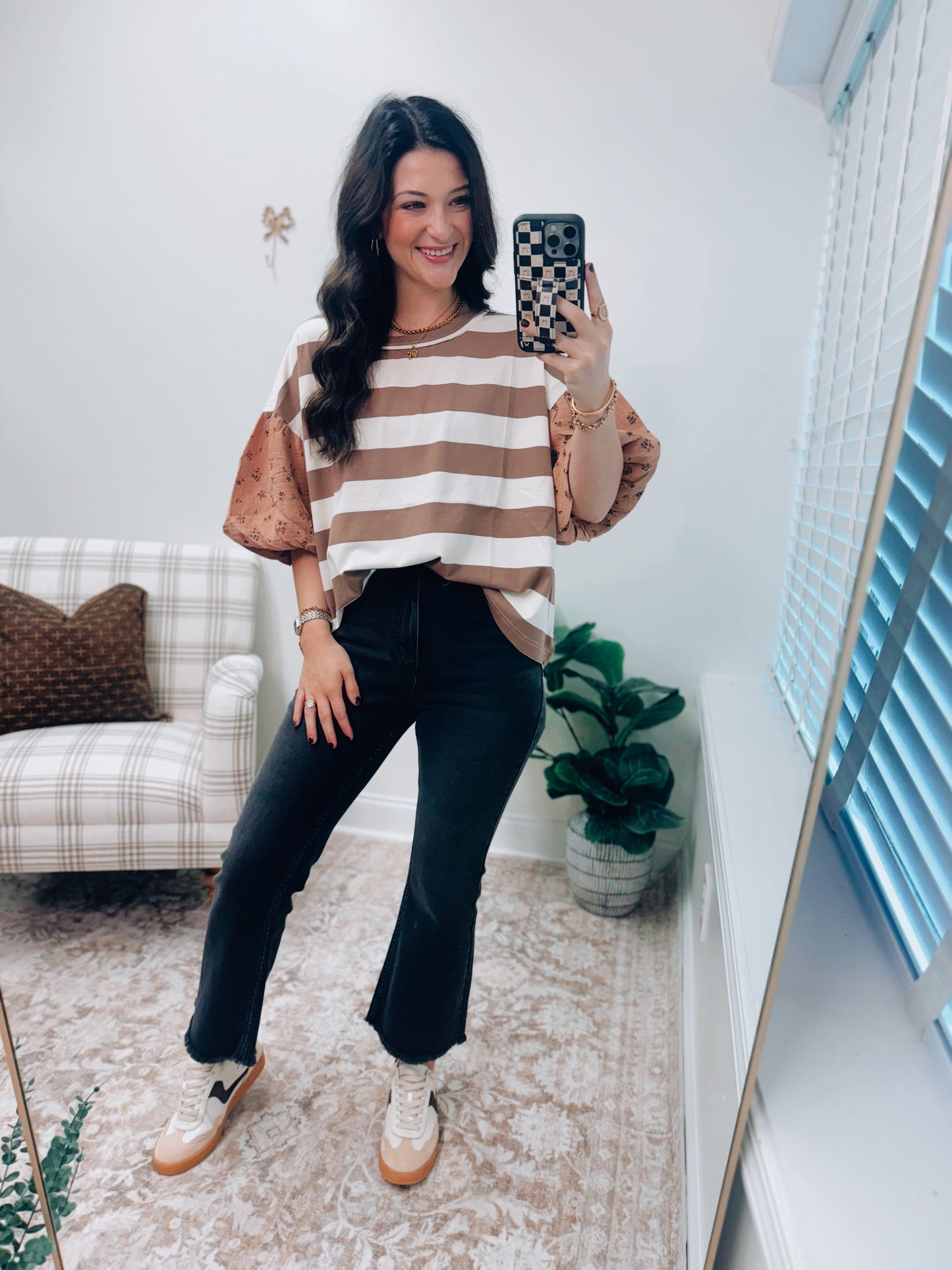 Bold Striped Knit Contrast Top