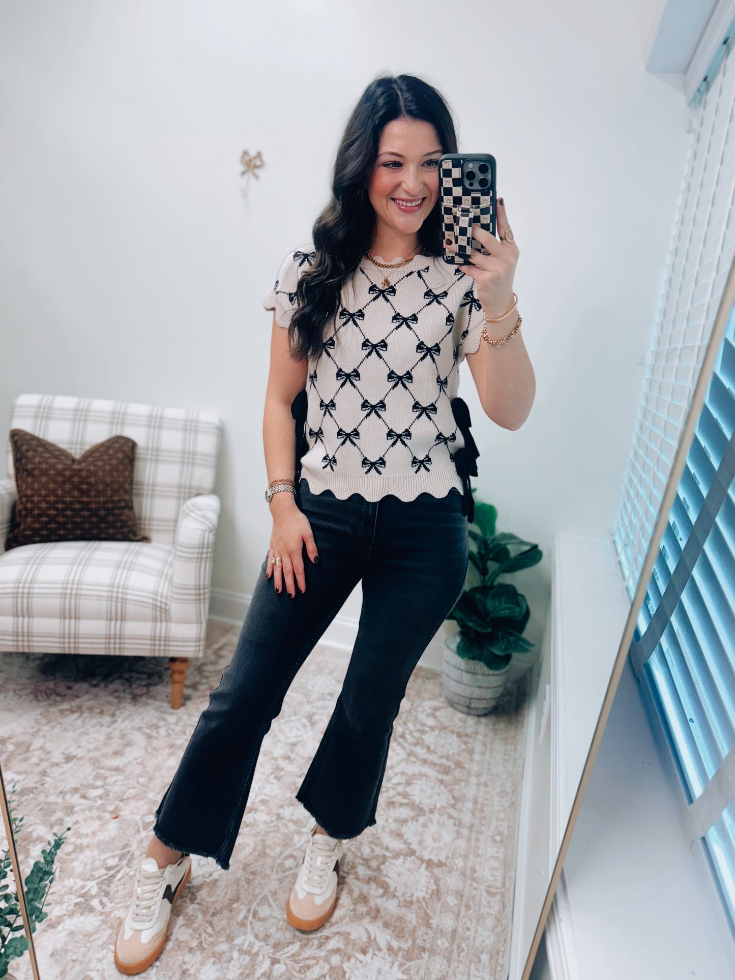 Bow Sweater Top - Black