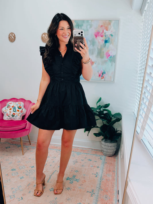 Black Ruffle Mini Dress
