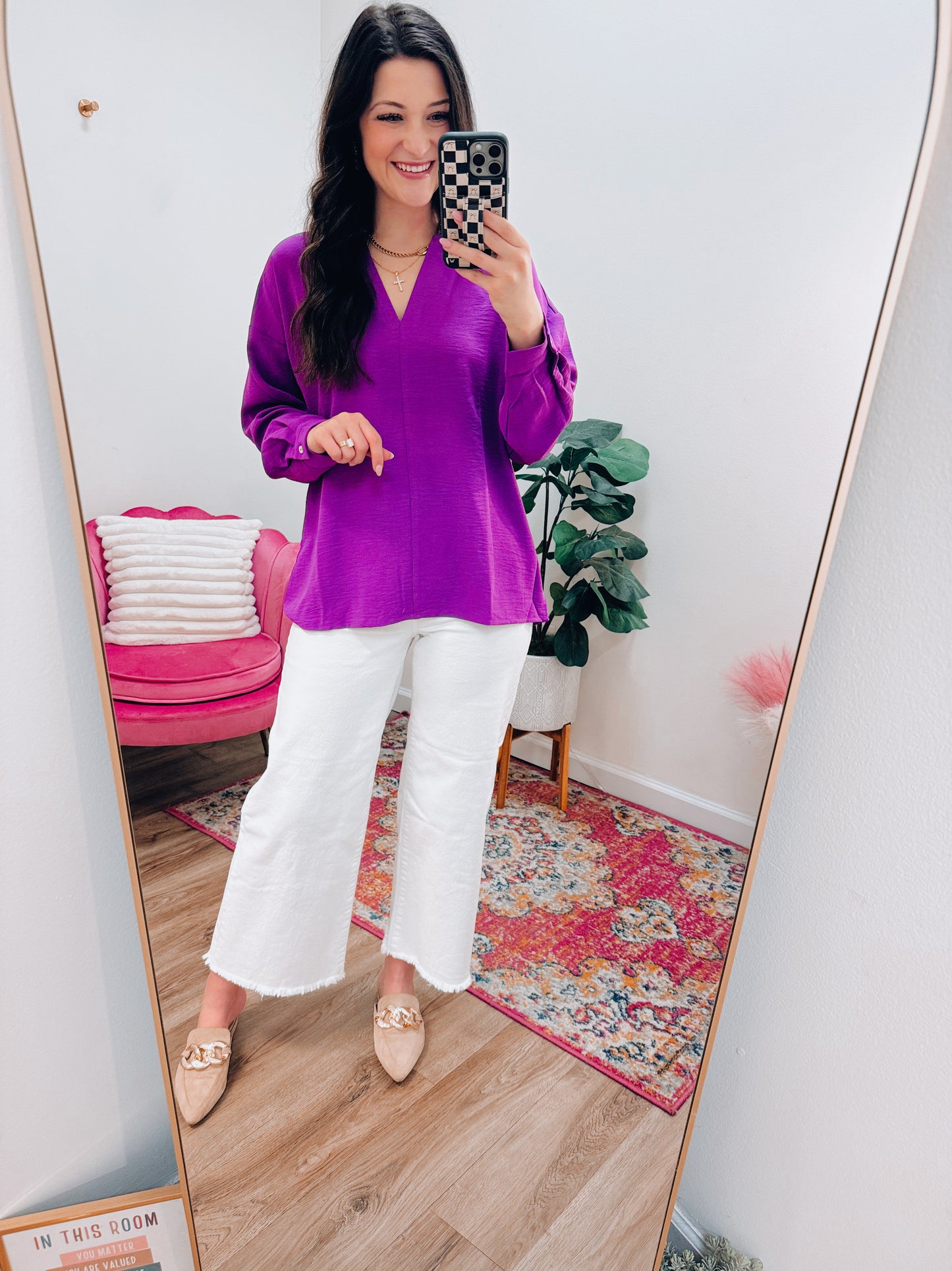 Loren Purple Pleat Top