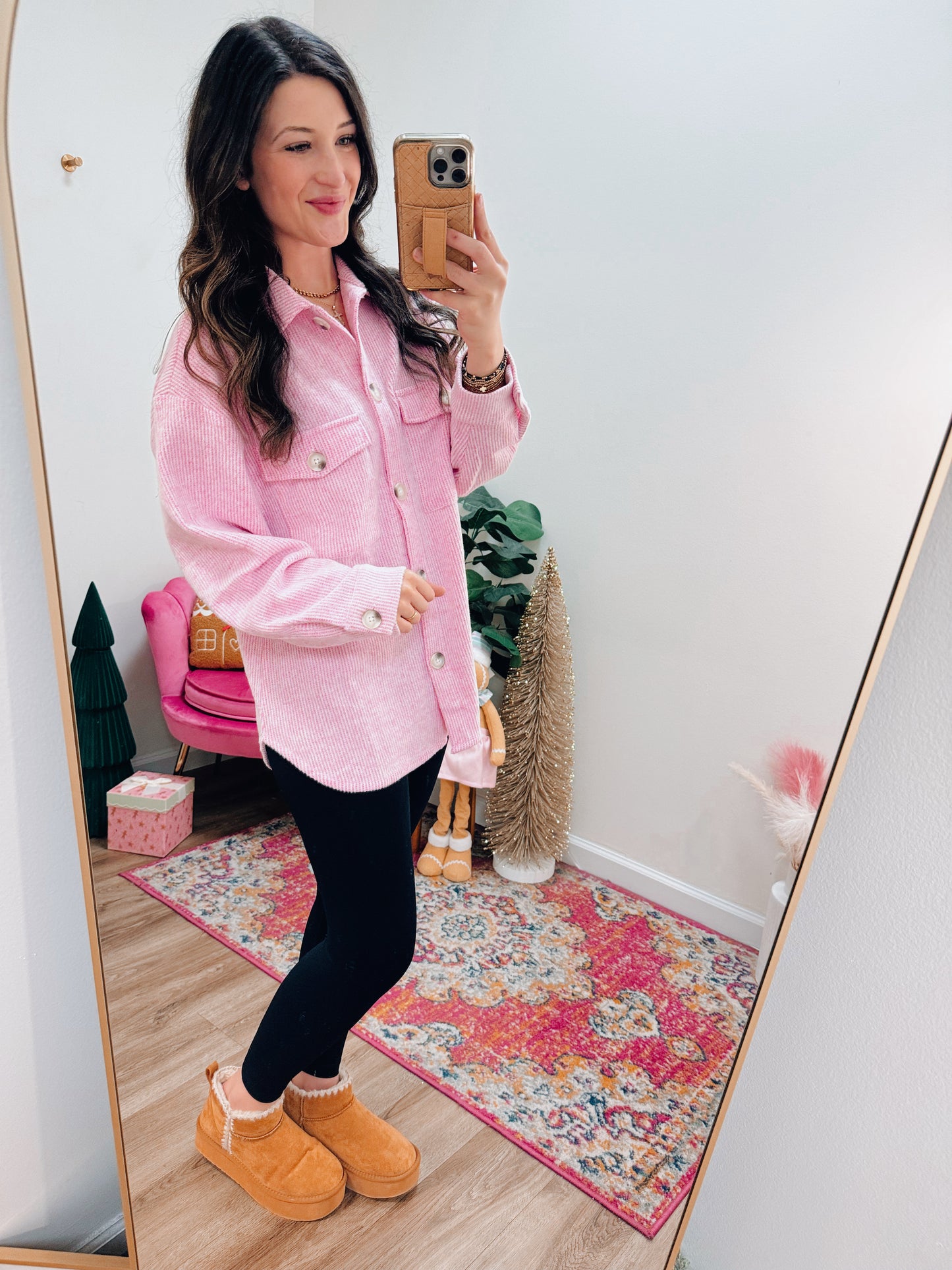 Pink Button Down Shacket