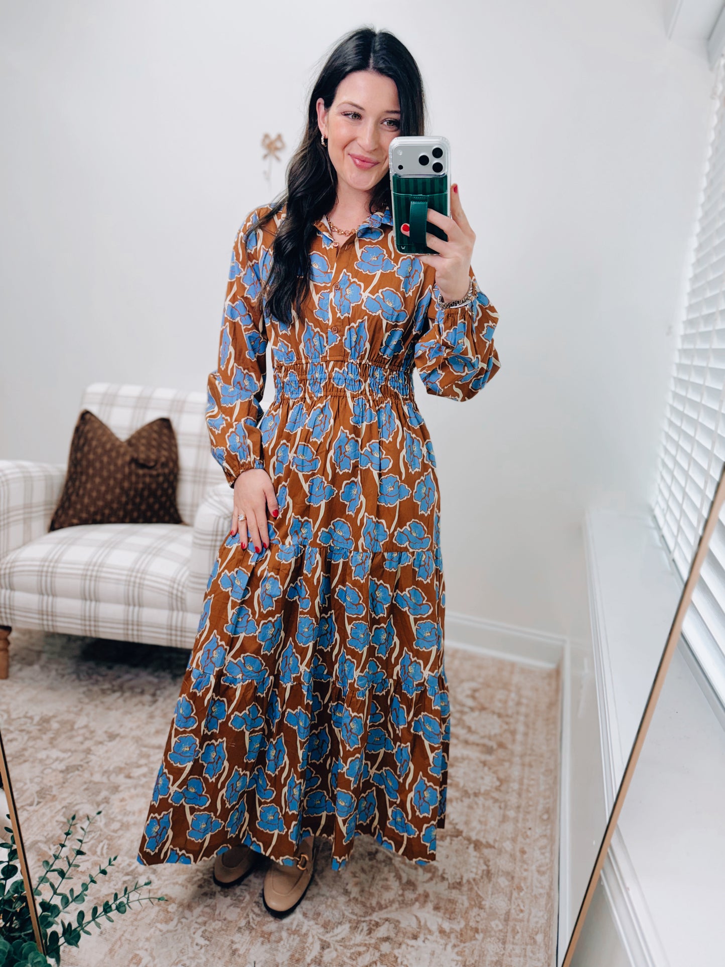 Toffee Floral Combo Maxi Dress