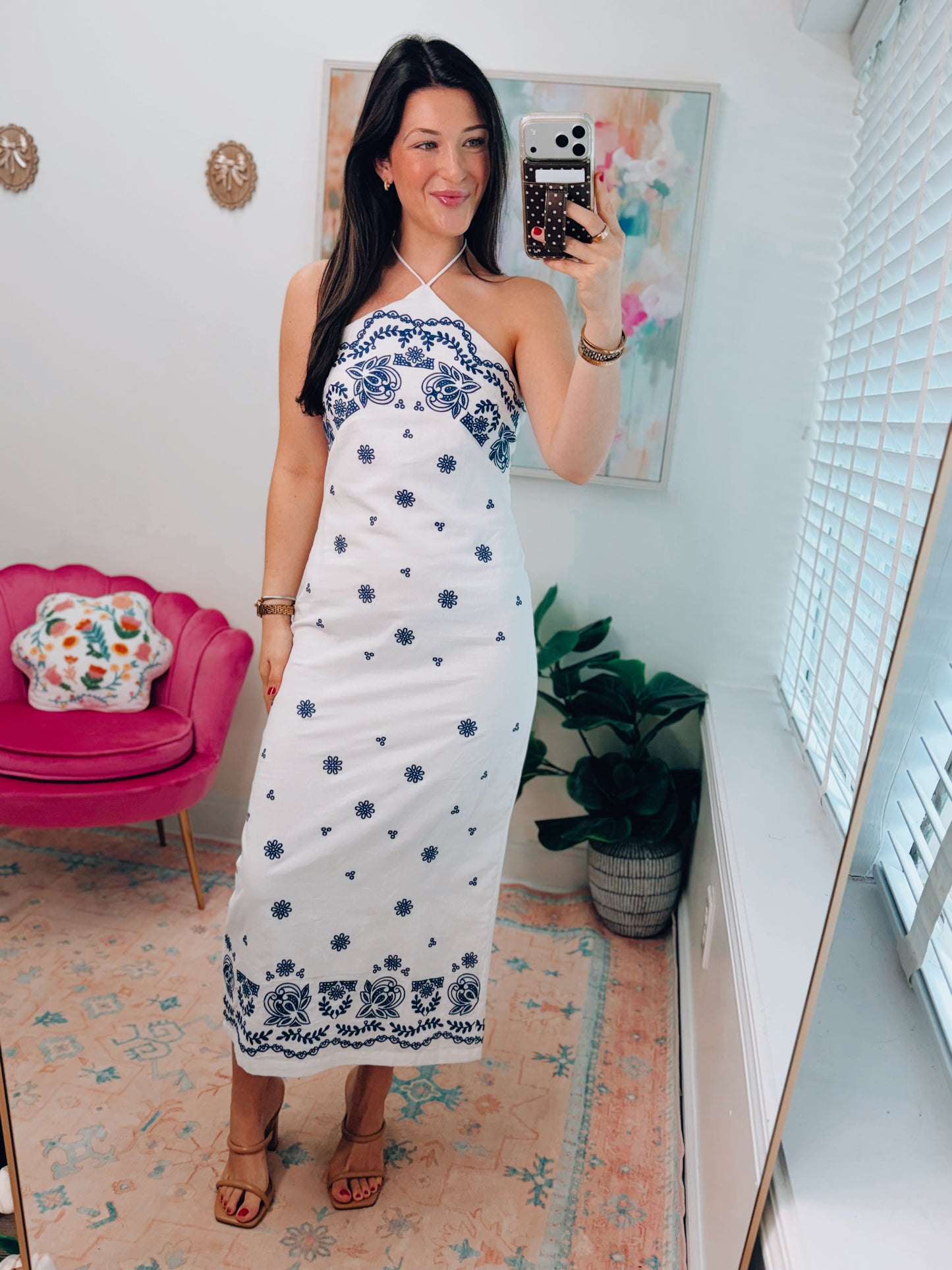 Coast Embroidered Halter Midi Dress
