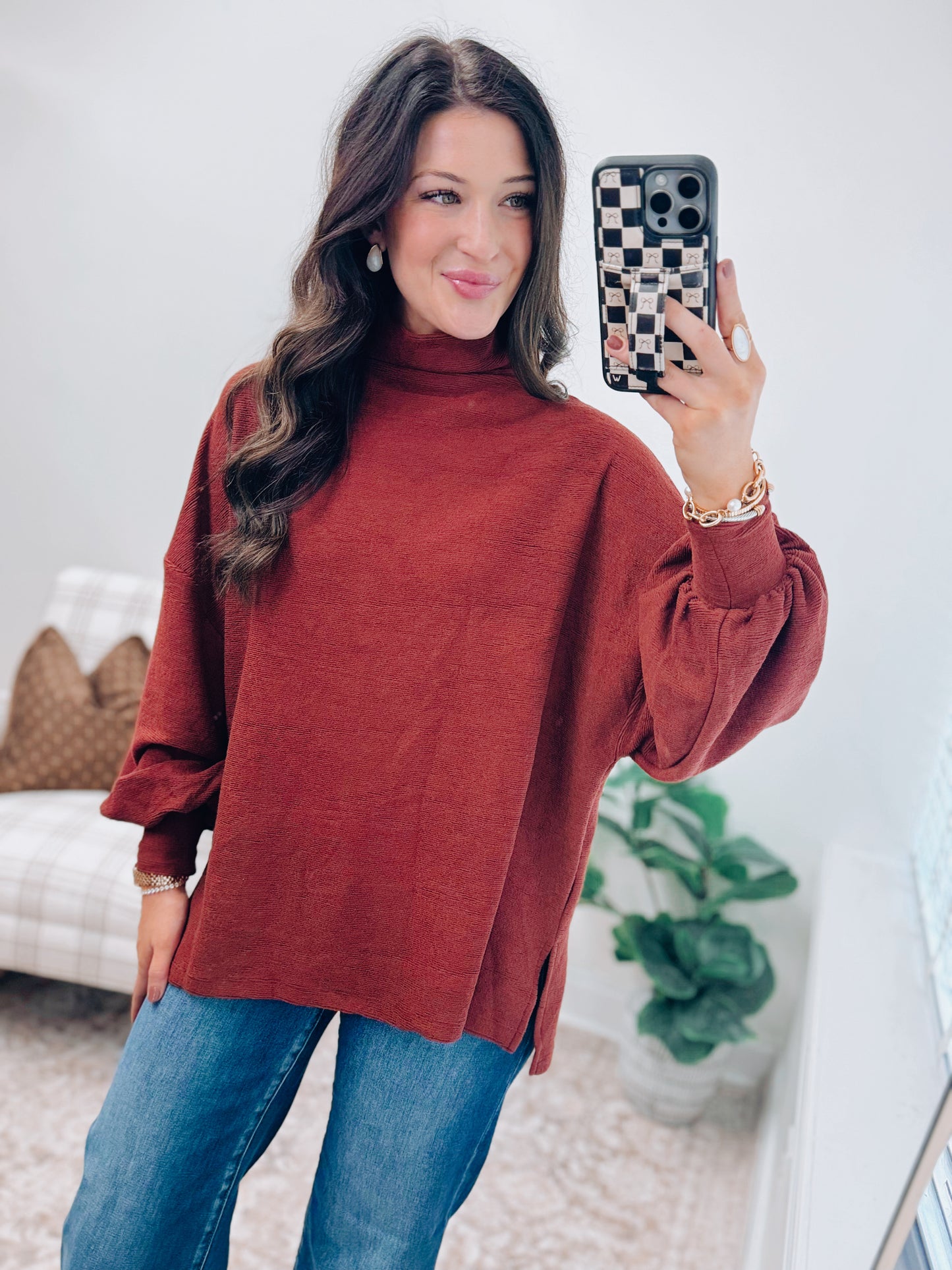 Sienna Mock Neck Balloon Sweater