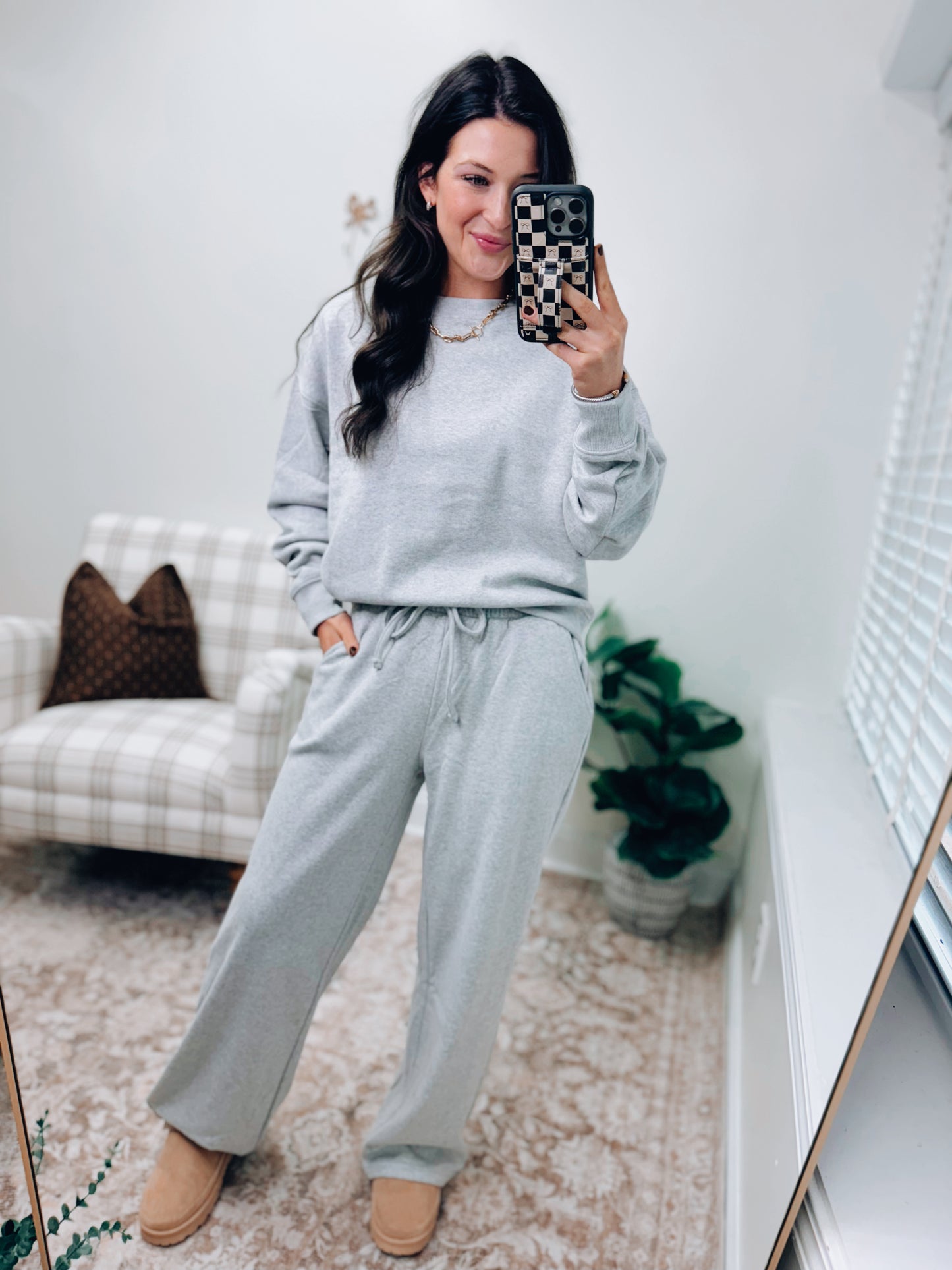 DOORBUSTER Crewneck Comfy Pants Set - Heather Gray