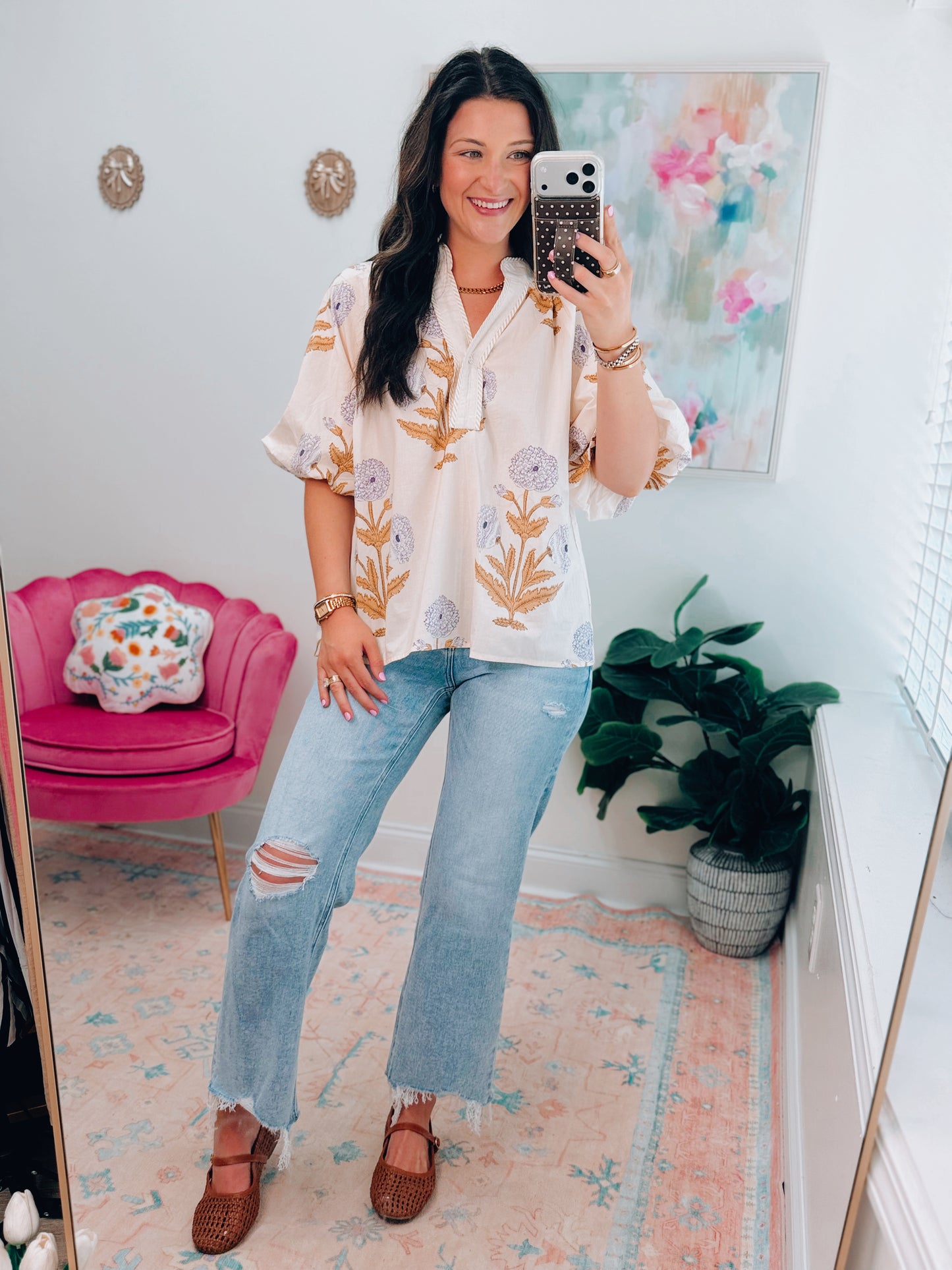 Cream & Honey Floral Top