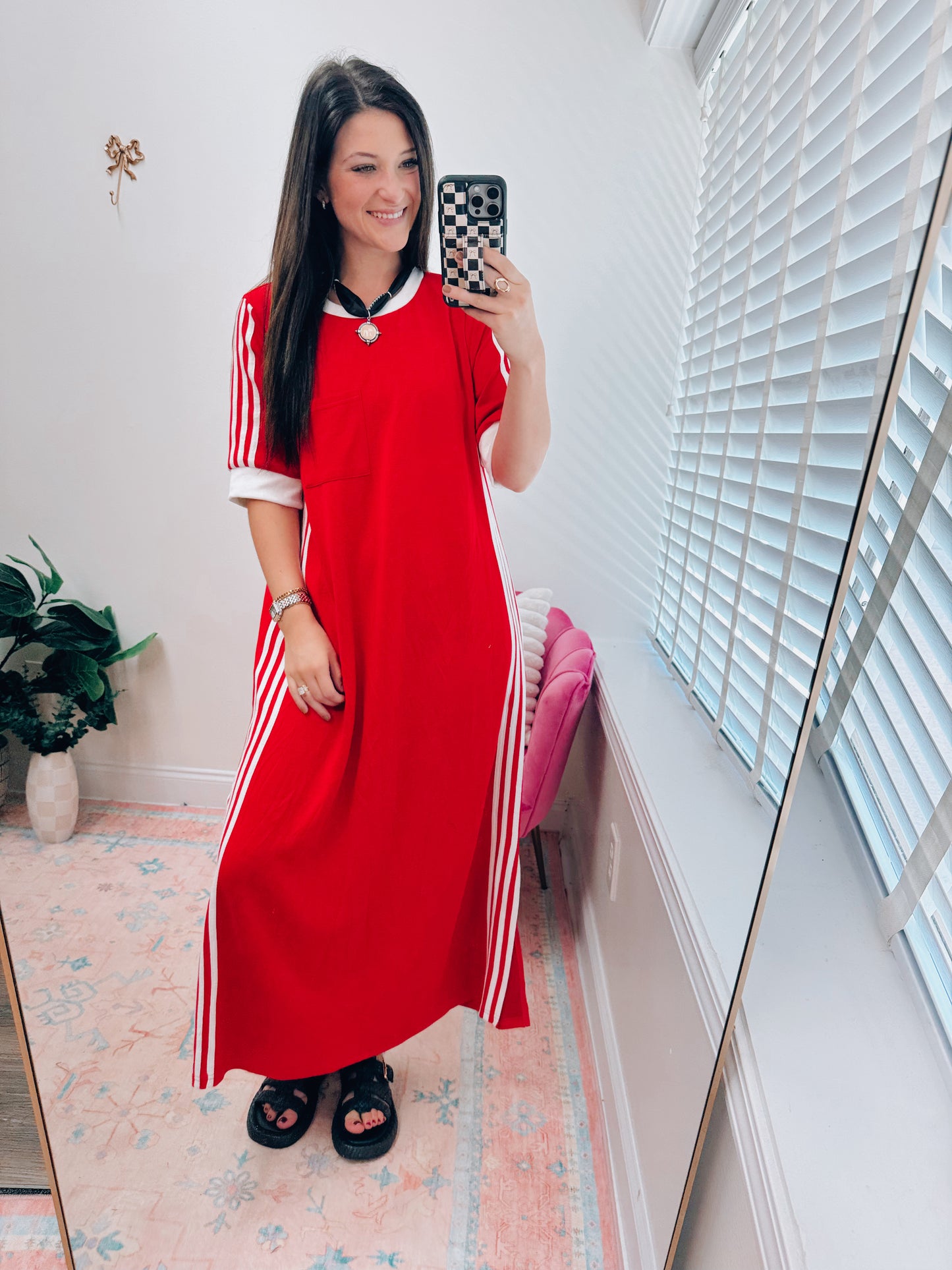 Kickoff Striped Pocket Tee Maxi Dress
