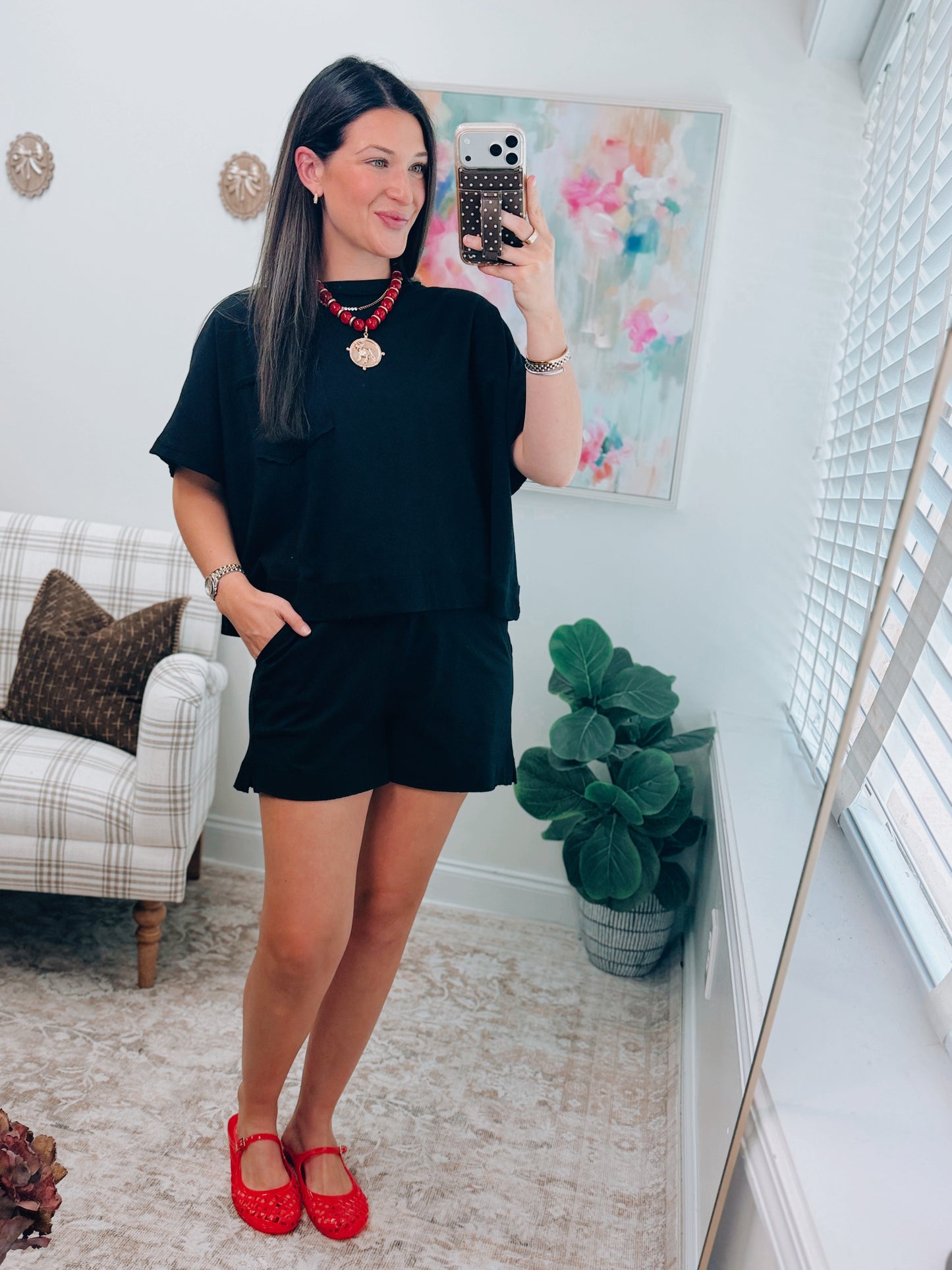 Easy Days Cotton Shorts Set - Black