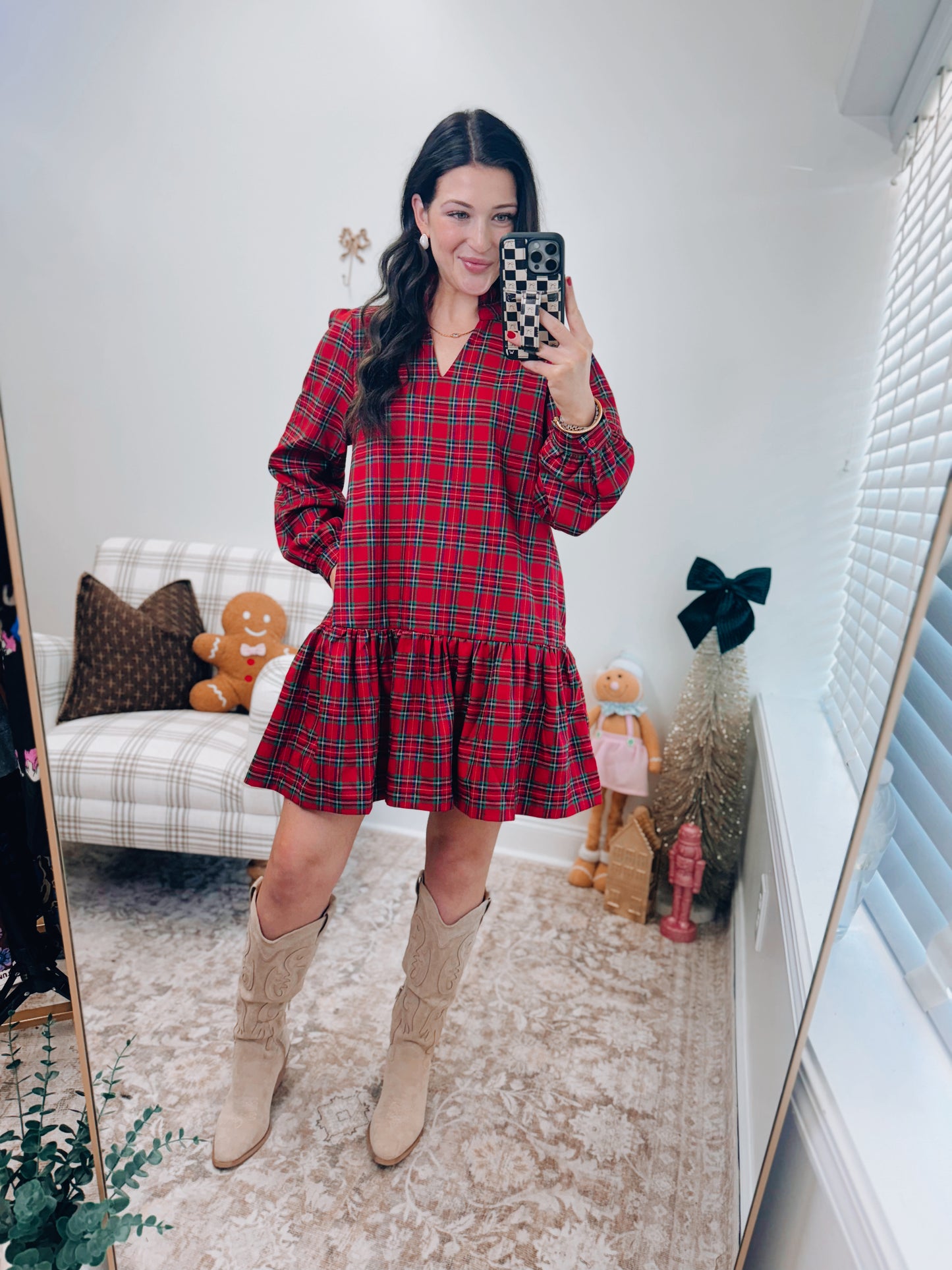 Mistletoe Plaid Mini Dress