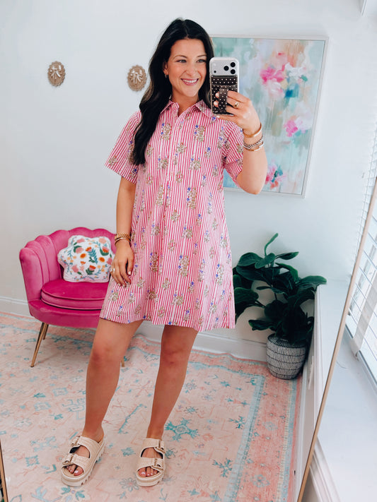Soho Floral Striped Mini Dress