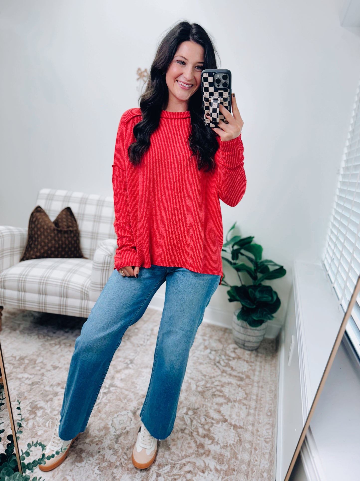 CURVY | DOORBUSTER Laci Ribbed Top - Red
