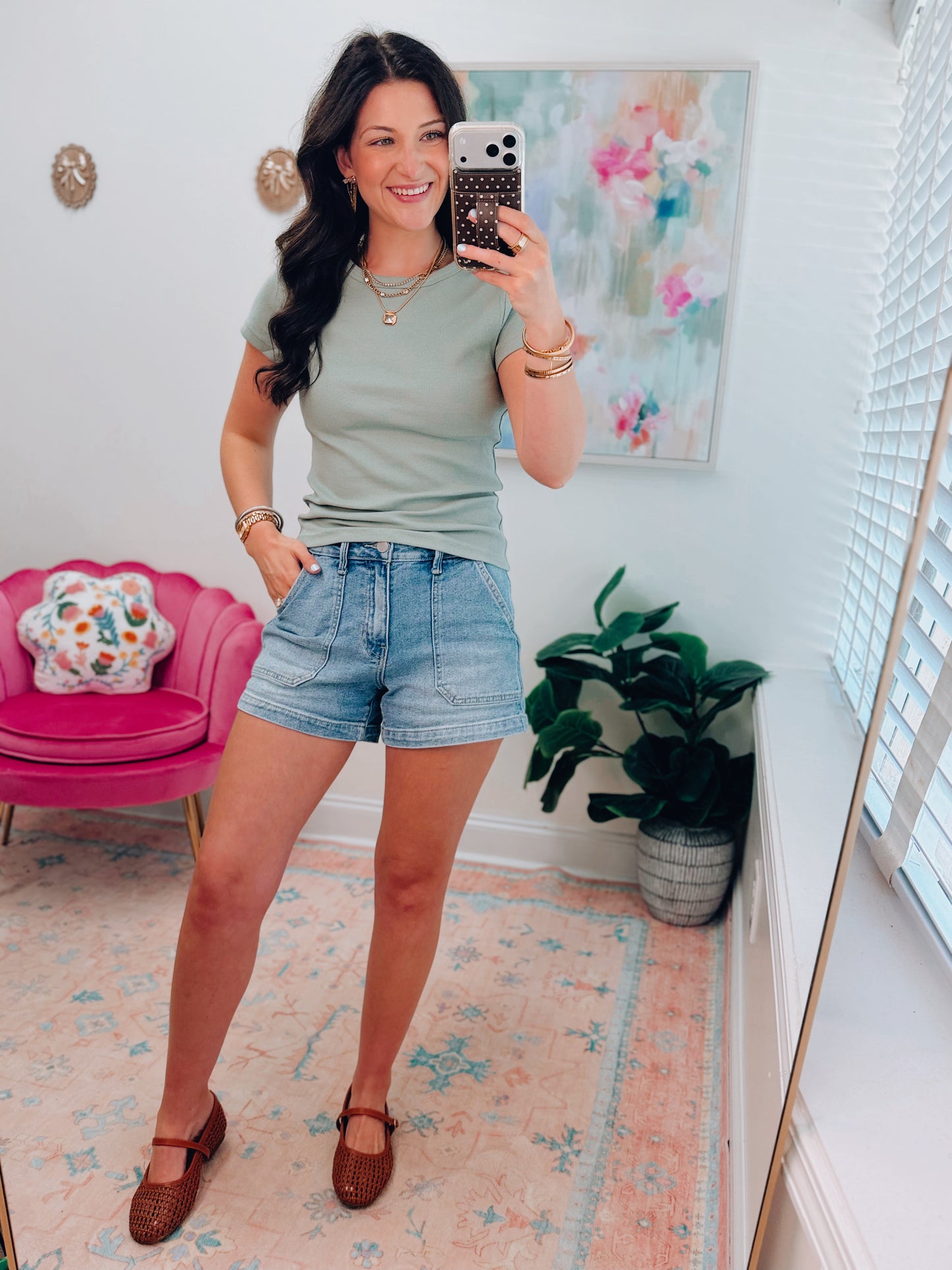 Basic Ribbed Baby Tee - Sage