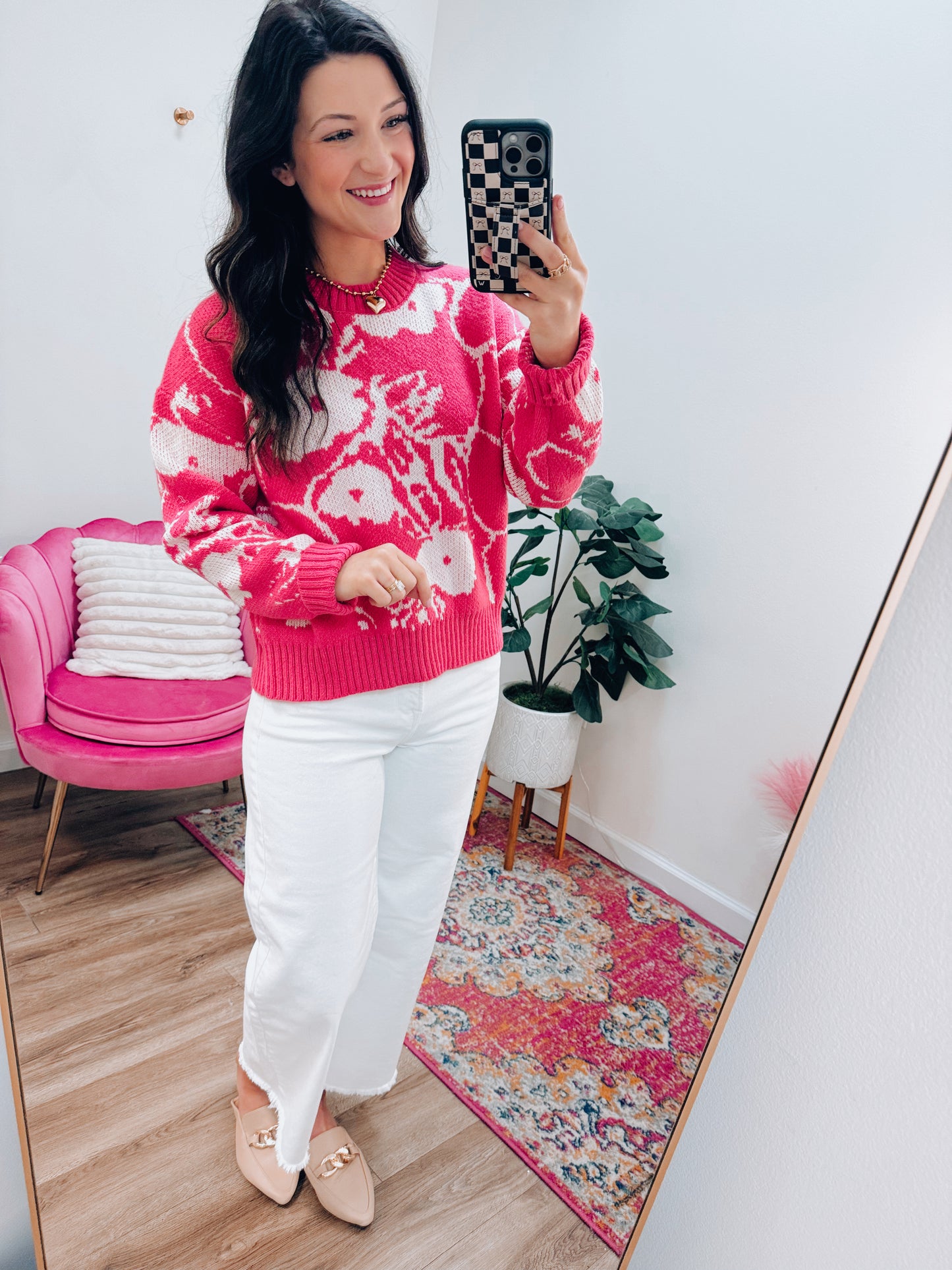 Jenna Pink Floral Sweater