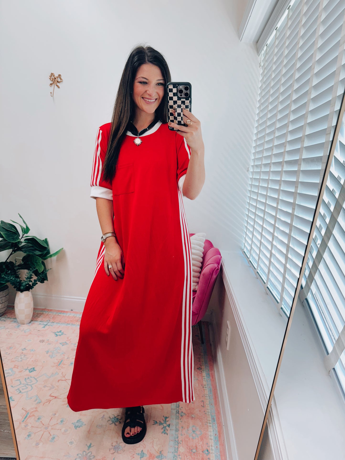 Kickoff Striped Pocket Tee Maxi Dress