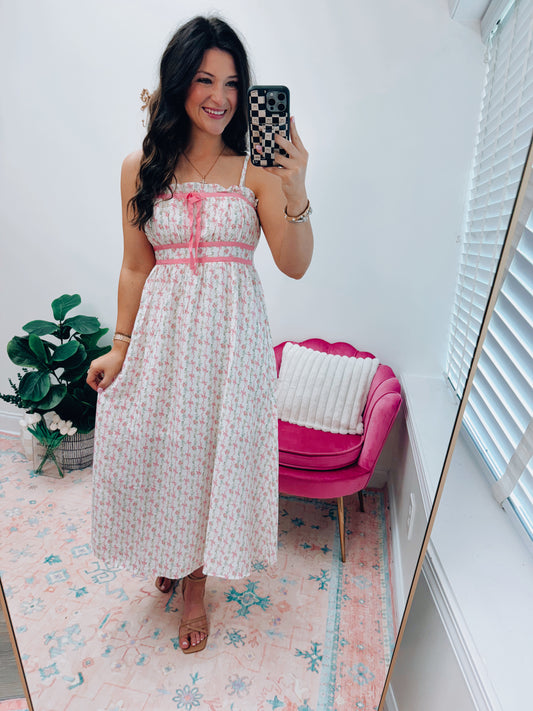 Bows & Blooms Midi Dress