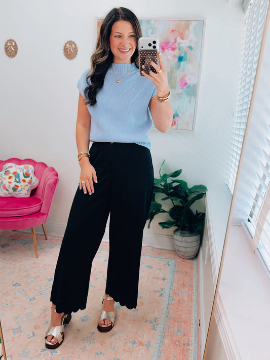 Black Scallop Pants