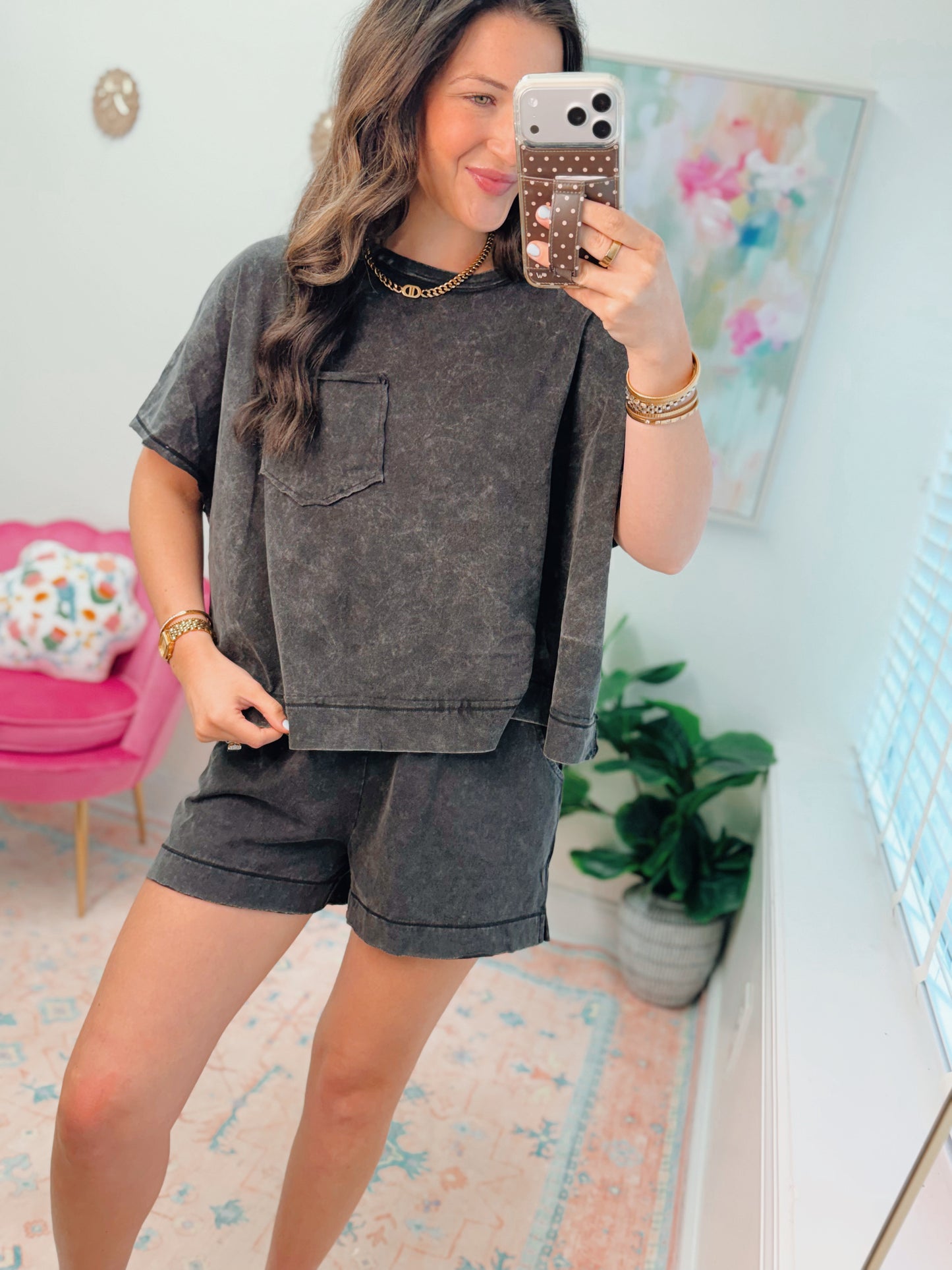 Easy Days Cotton Shorts Set - Black