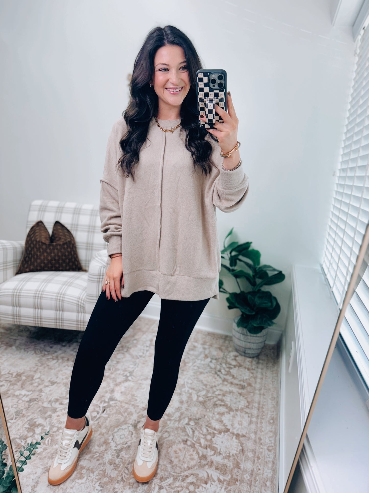 CURVY | DOORBUSTER Oversized Front Seam Brushed Sweater - Ash Mocha