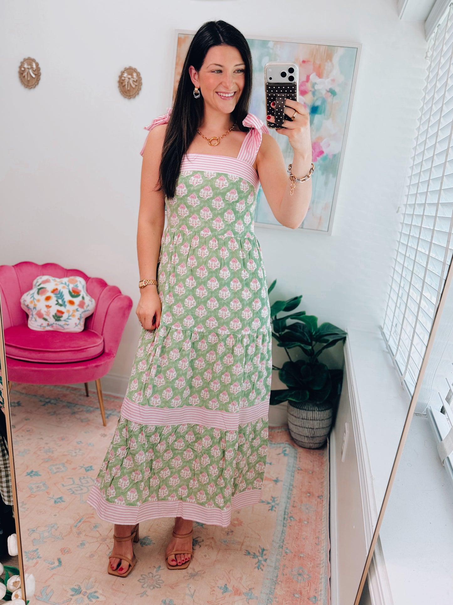 Garden Floral Striped Combo Maxi Dress