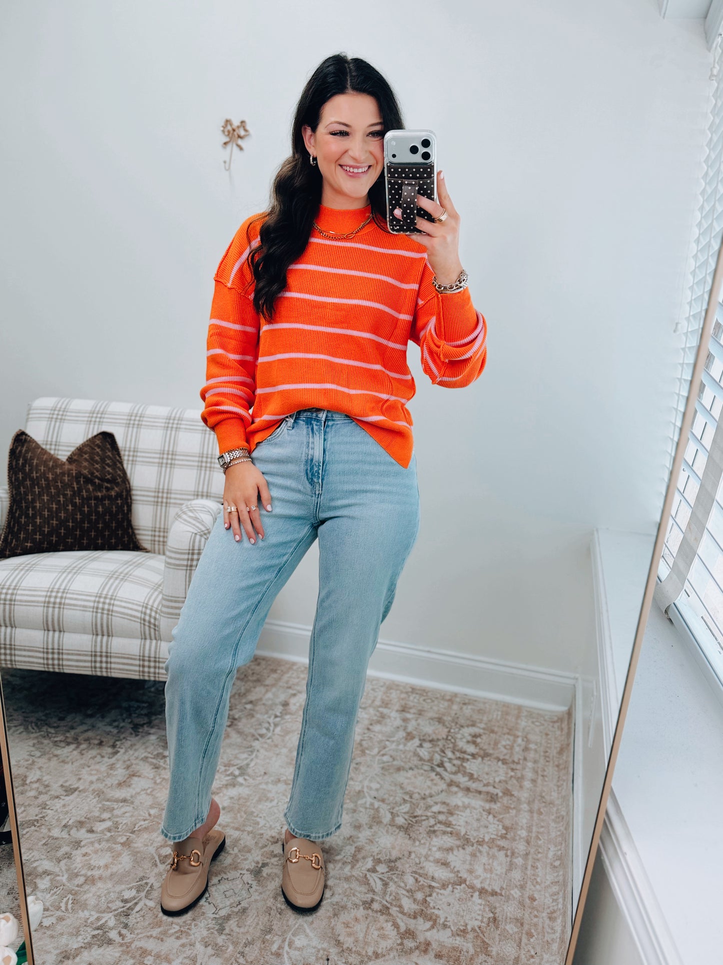 Just Peachy Stripe Ribbed Top