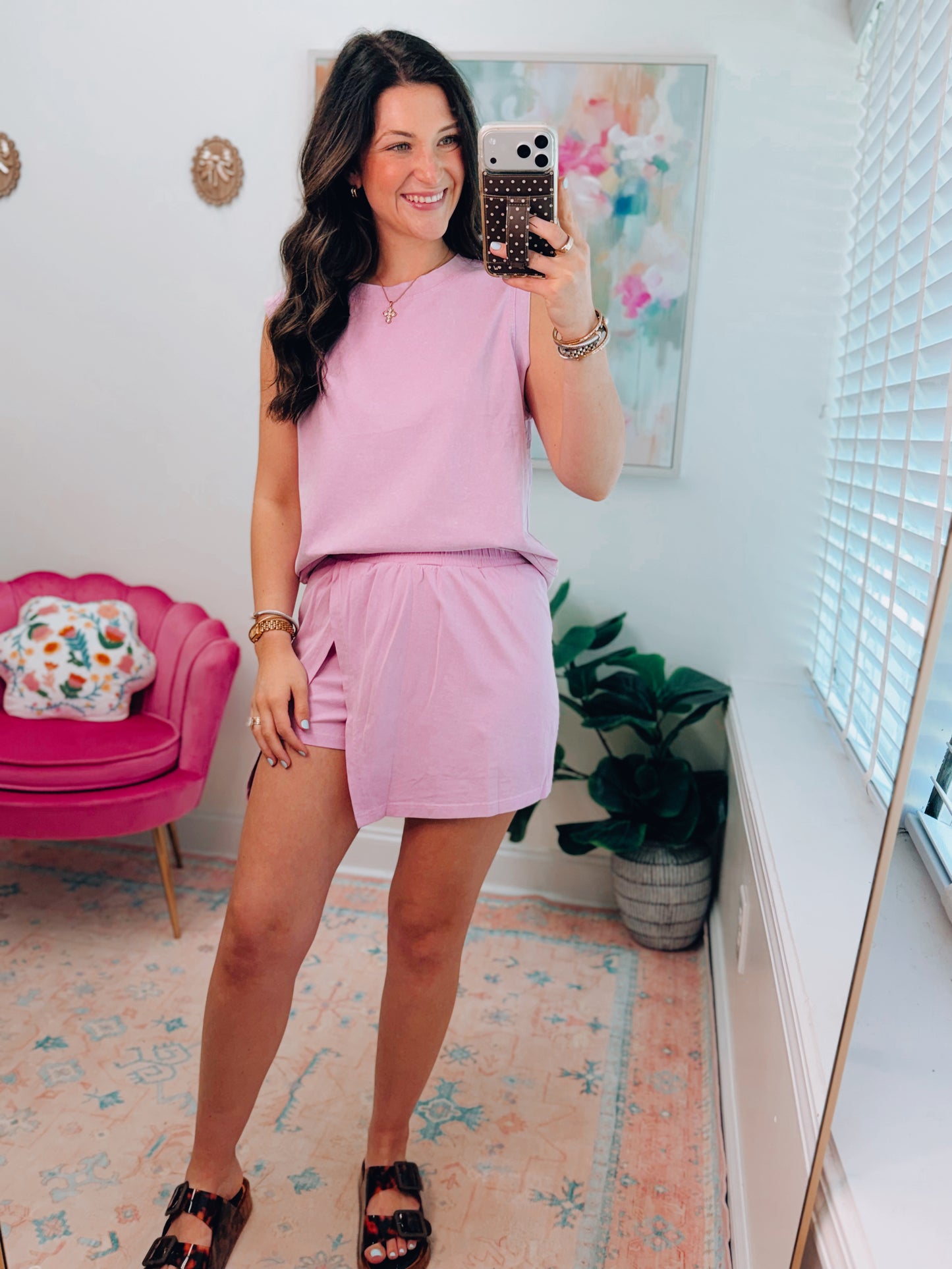 Lavender Mineral Wash Cotton Skort Set