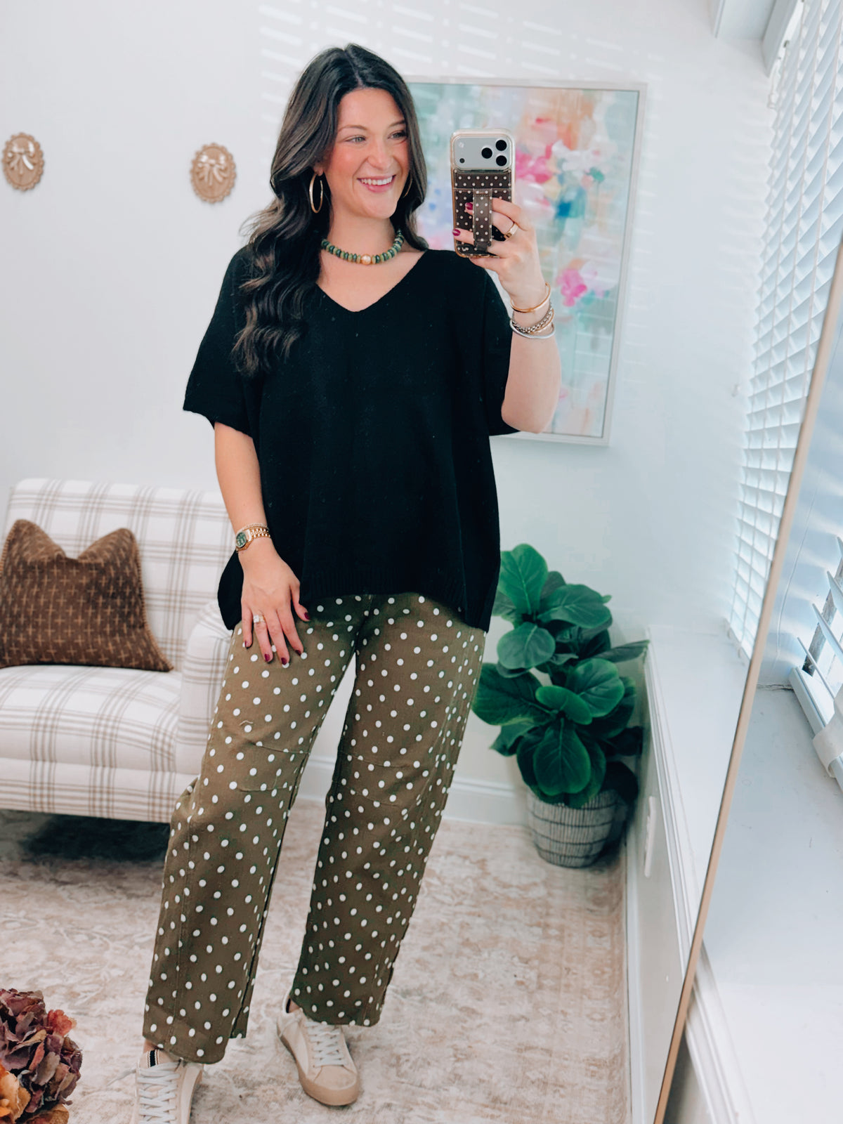 Black V-Neck Sweater Top
