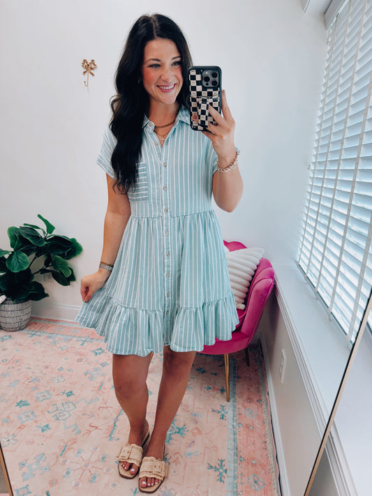 Striped Denim Mini Dress