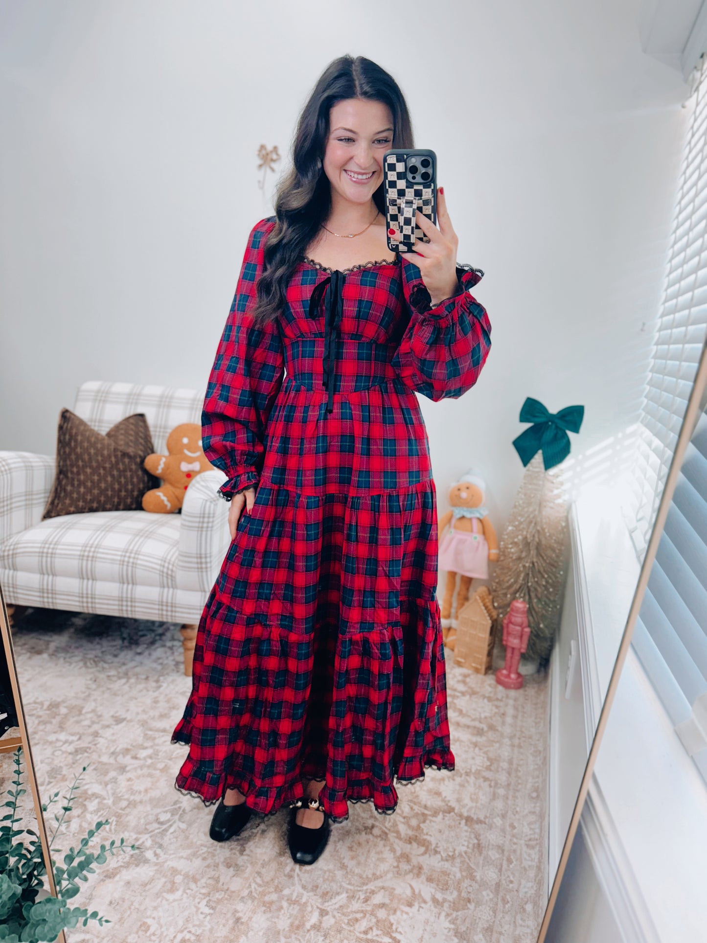 Ridge Plaid Tiered Maxi Dress