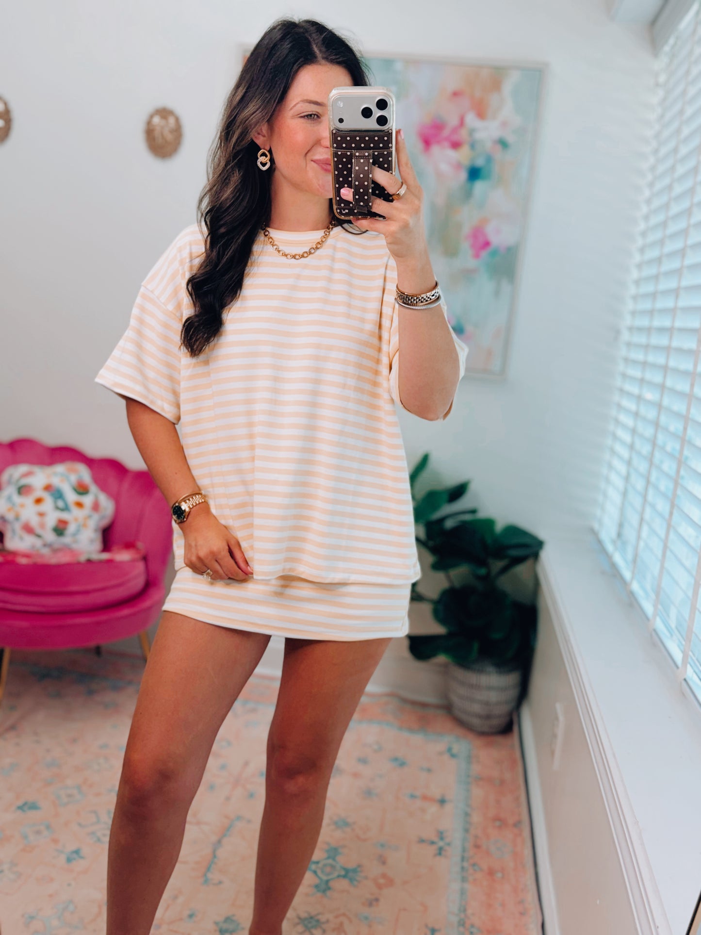 Yellow Striped Crew Top