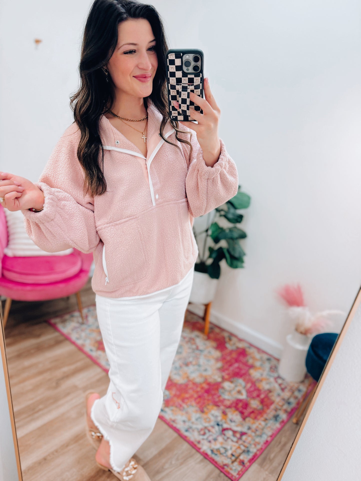 Jane Pink Zip Pocket Pullover