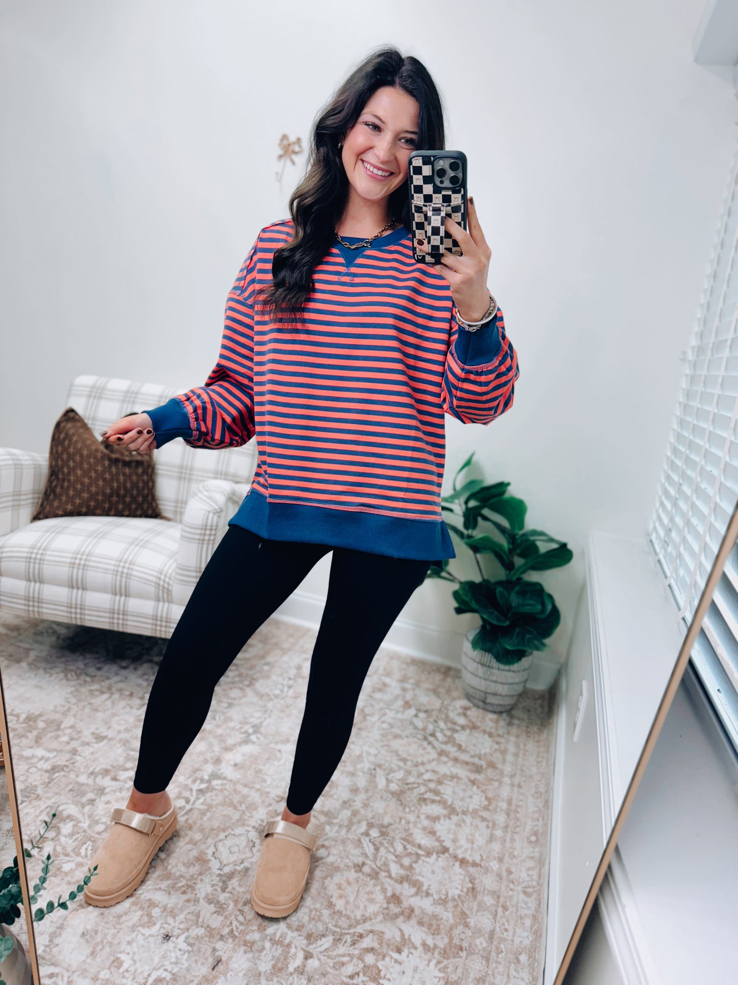 DOORBUSTER Comfy Casual Stripe Pullover - Coral