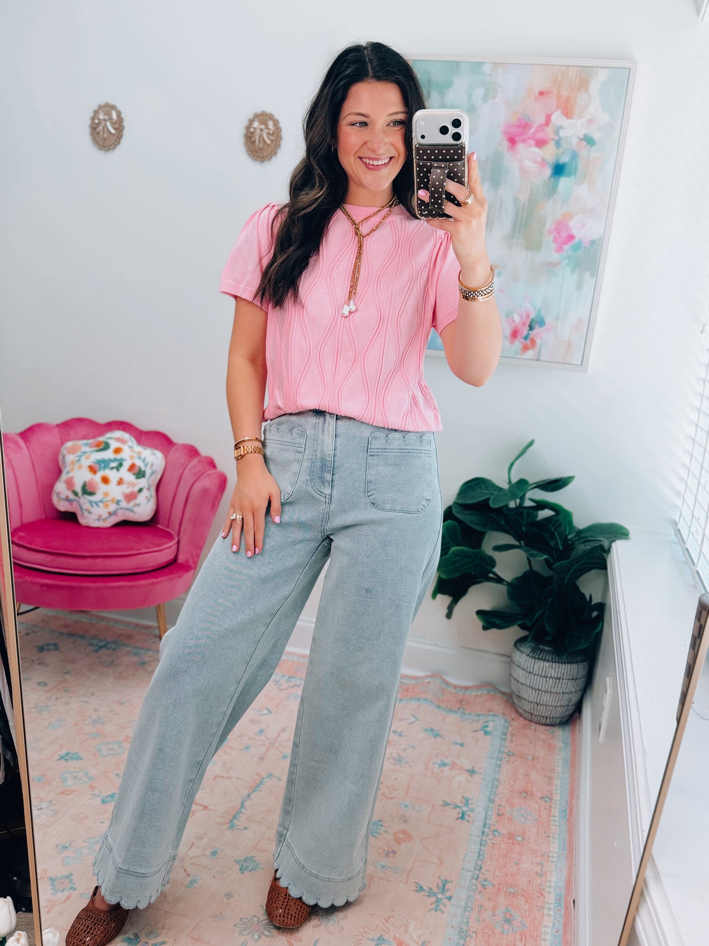 Pink Wave Sweater Top