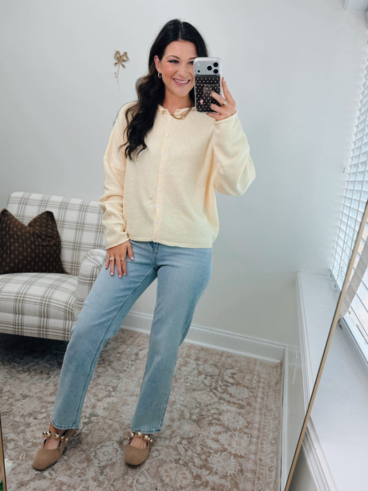 Willow Button Cardigan Top - Yellow