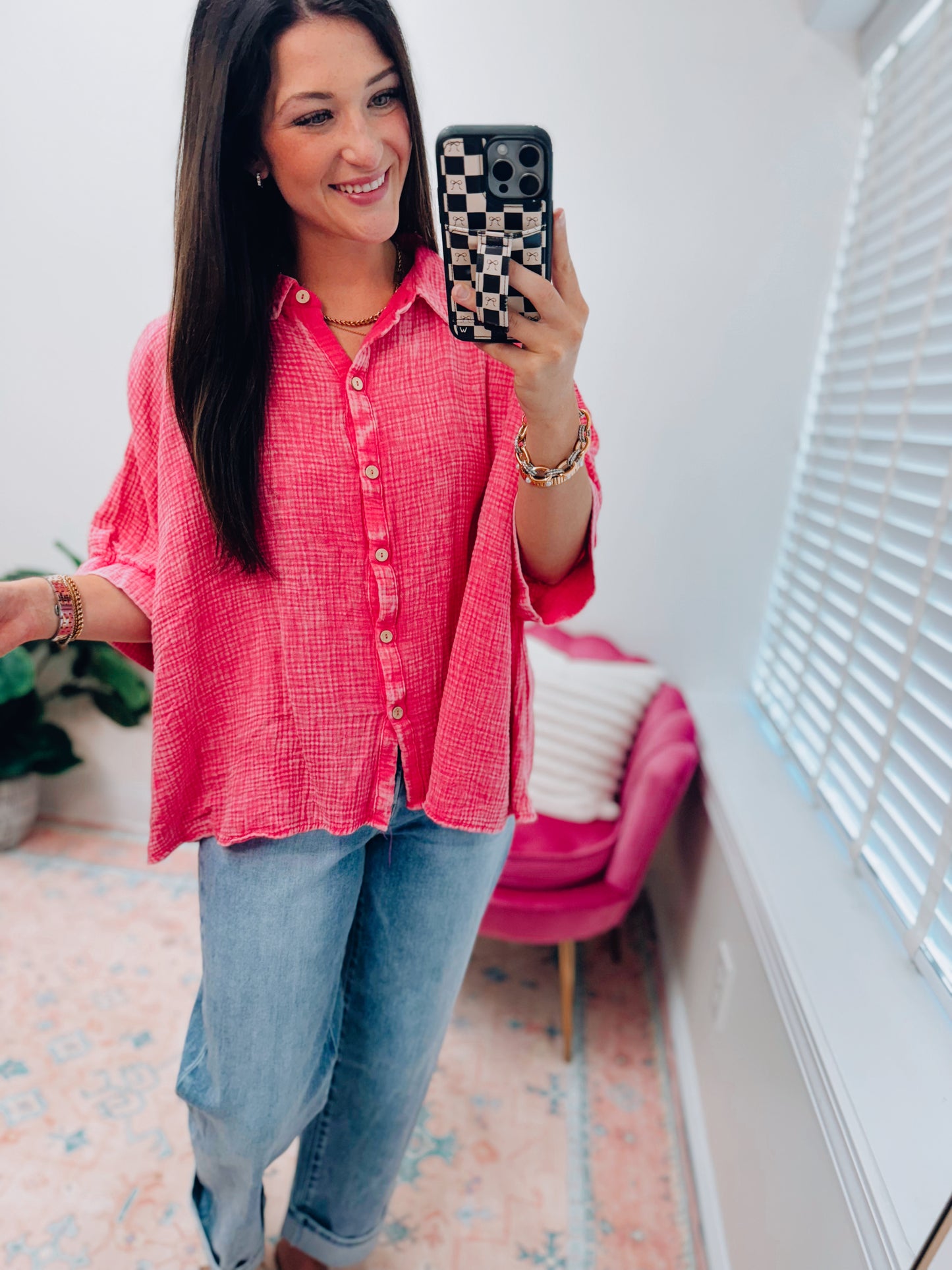 Pink Mineral Wash Dolman Top